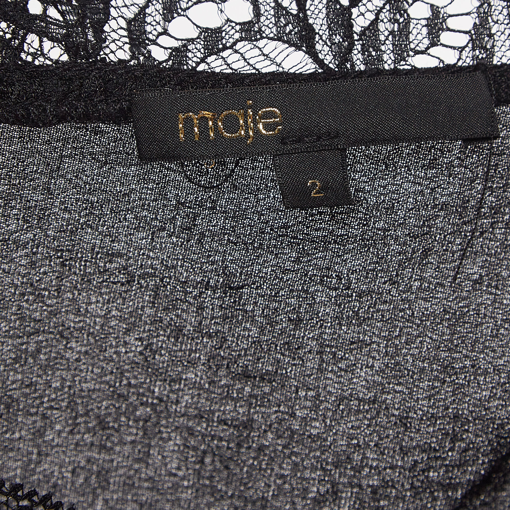 Maje Black Crepe Lace Trim Camisole Top M