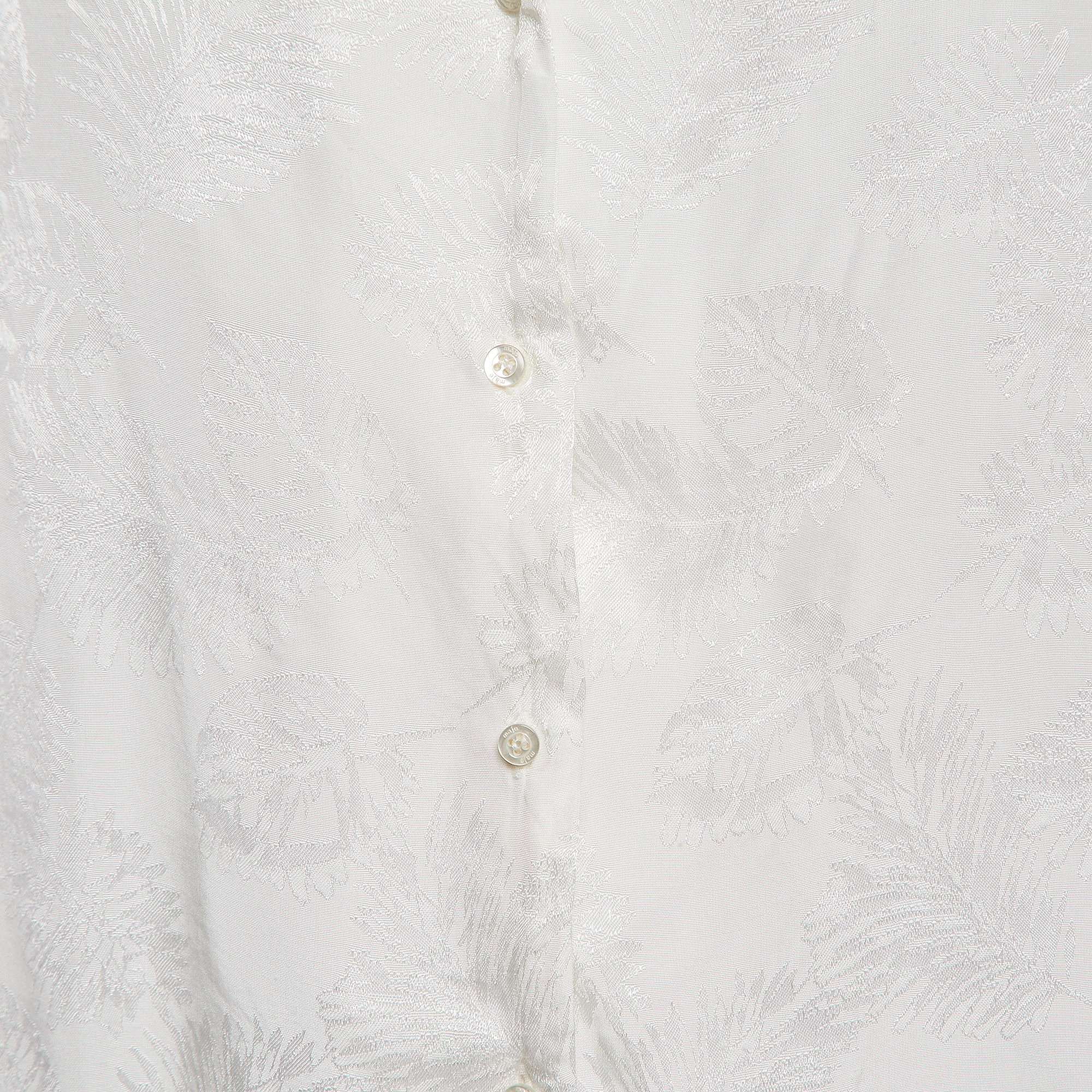 Maje White Ecru Jungle Jacquard Satin Shirt M