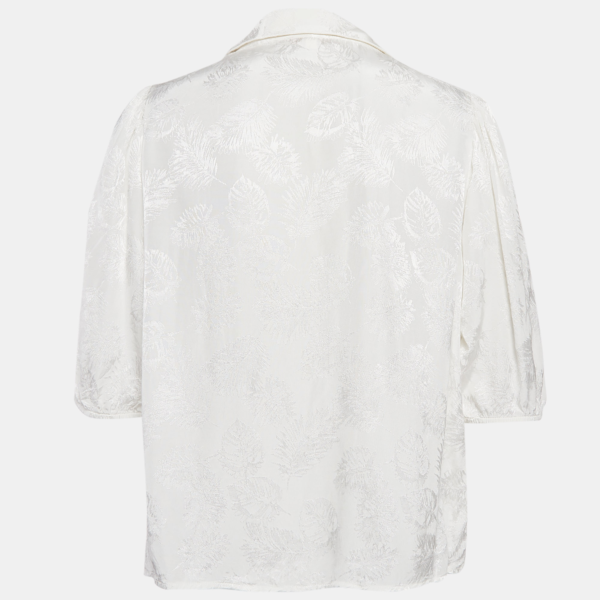 Maje White Ecru Jungle Jacquard Satin Shirt M