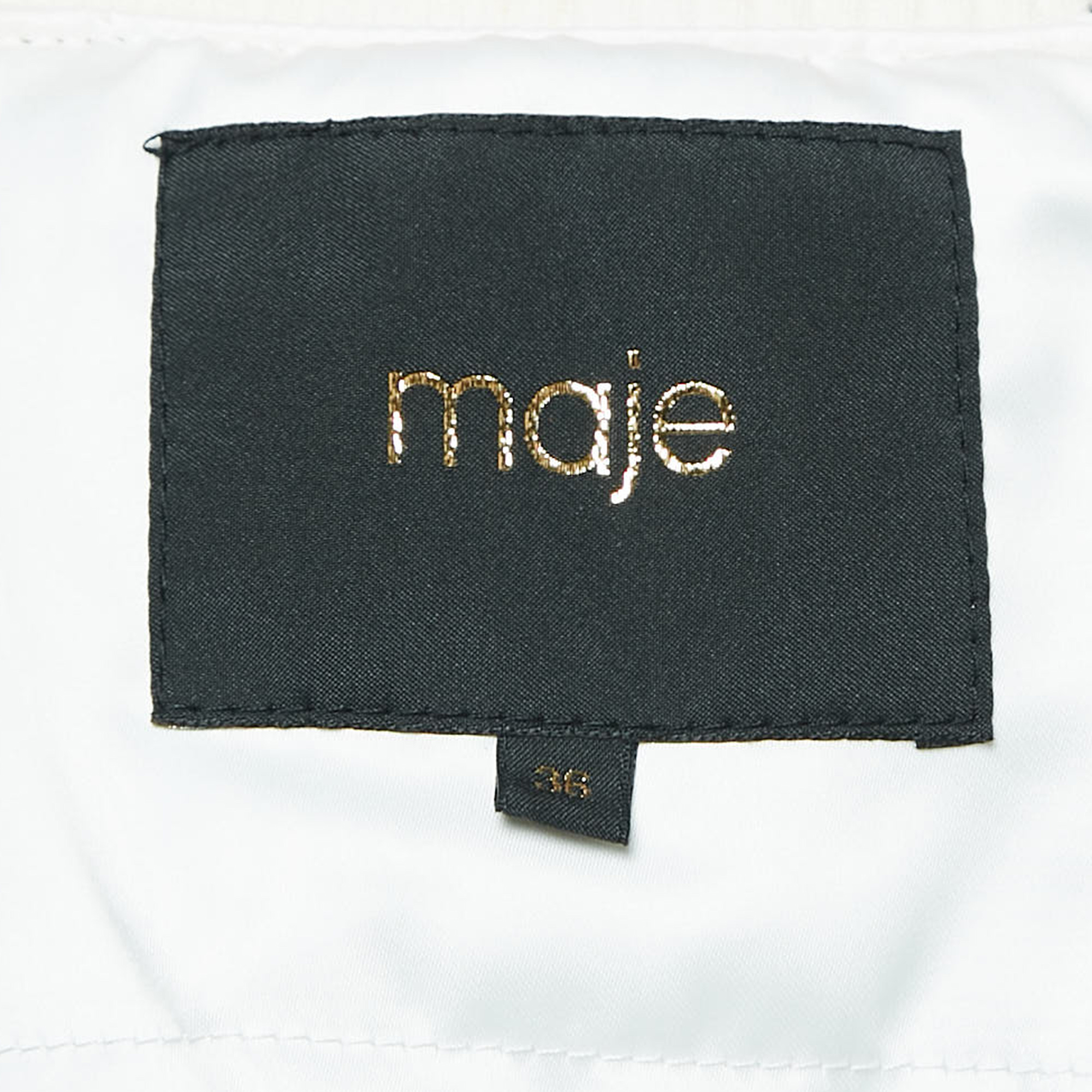 Maje Black Embroidered Satin Bomber Jacket S