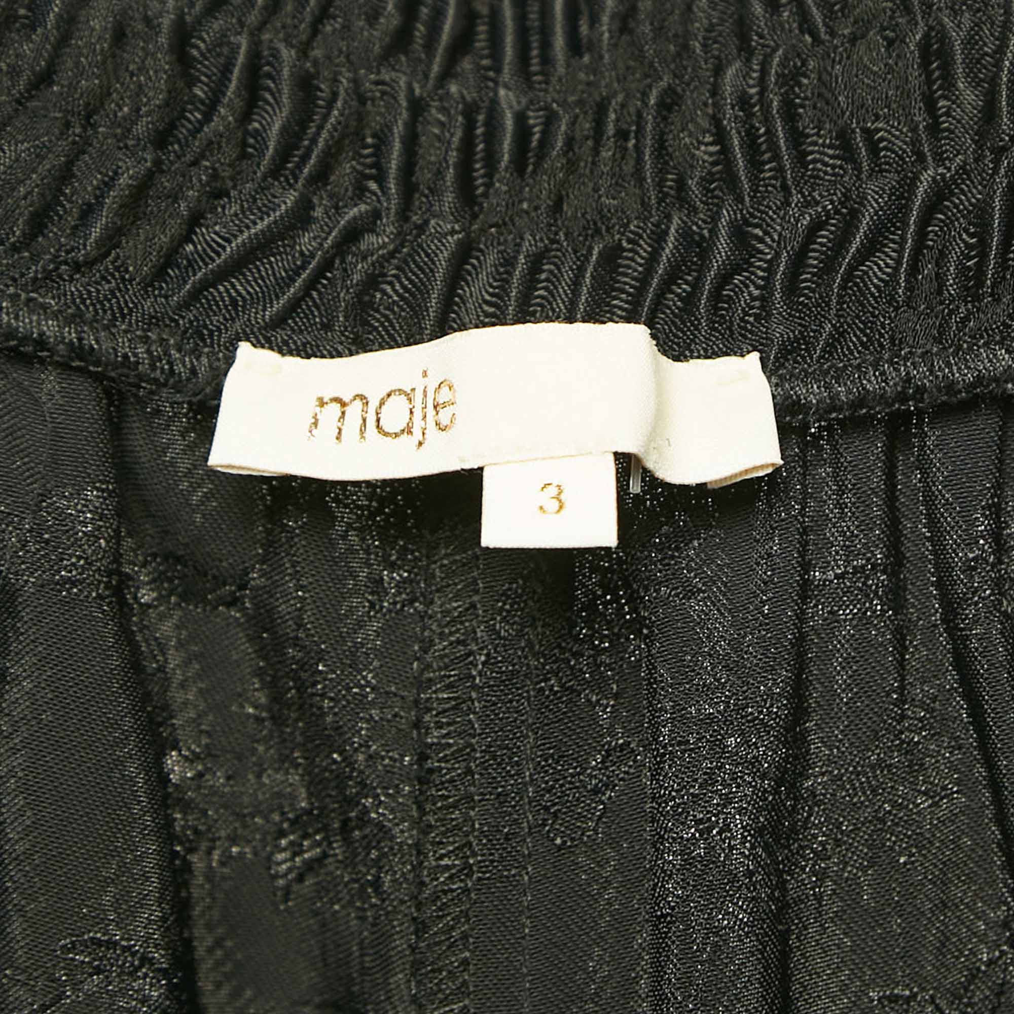 Maje Black Jacquard Wide Leg Trousers L