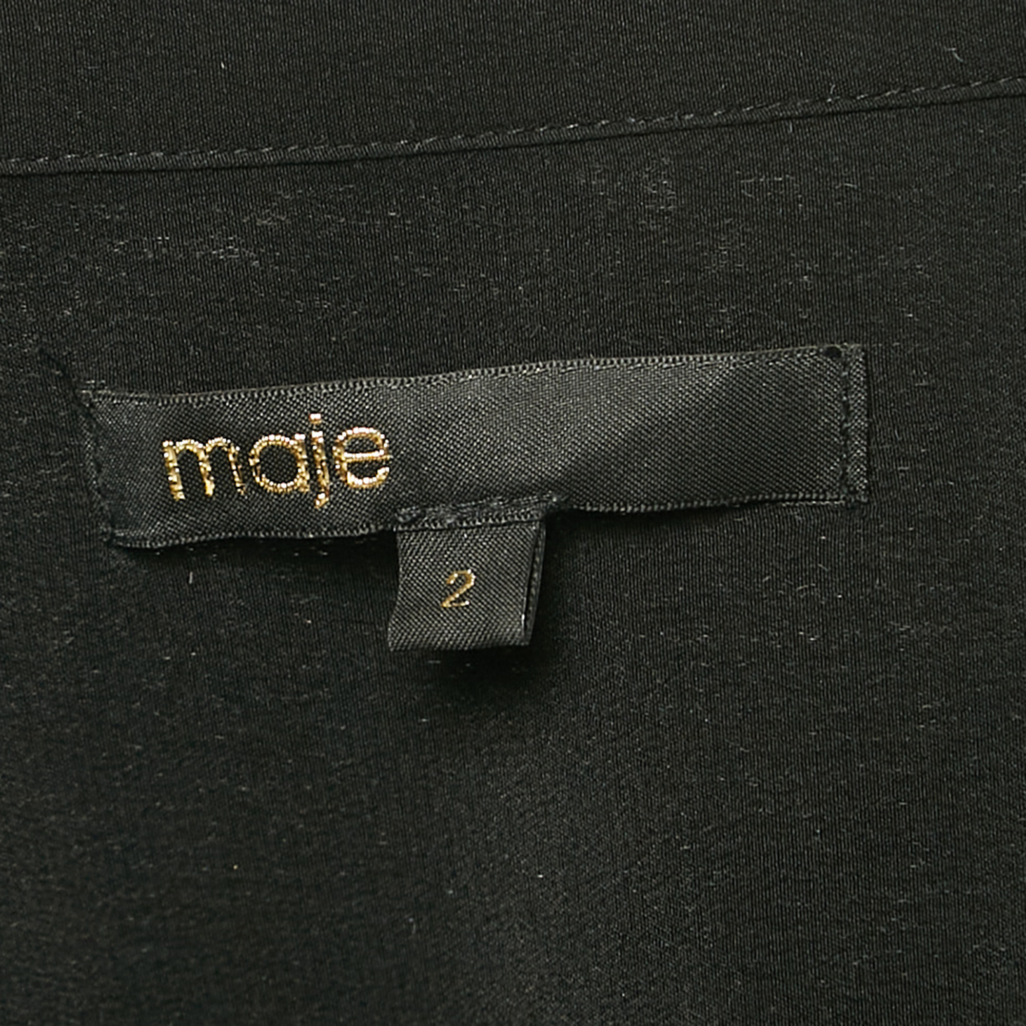 Maje Black Crepe Button Front Shirt M