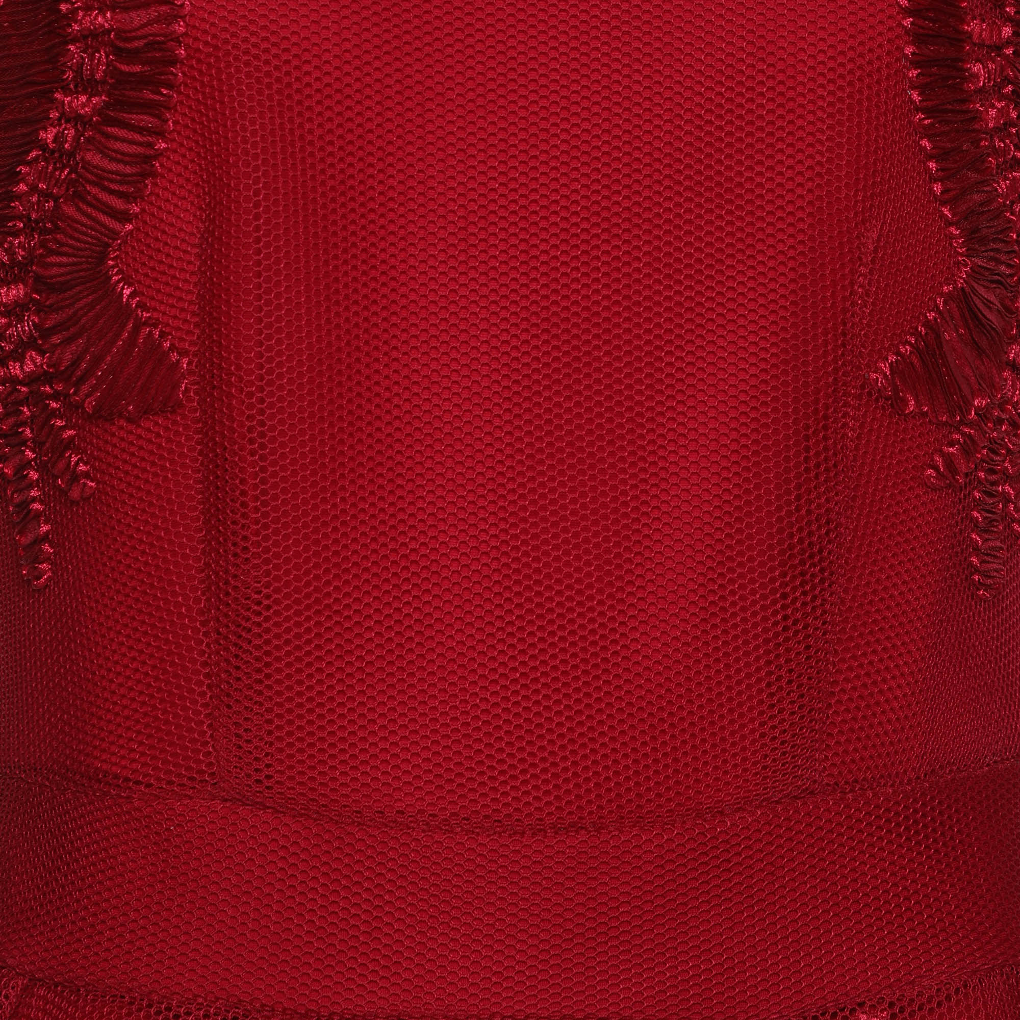 Maje Red Mesh Embroidered Mini Dress L