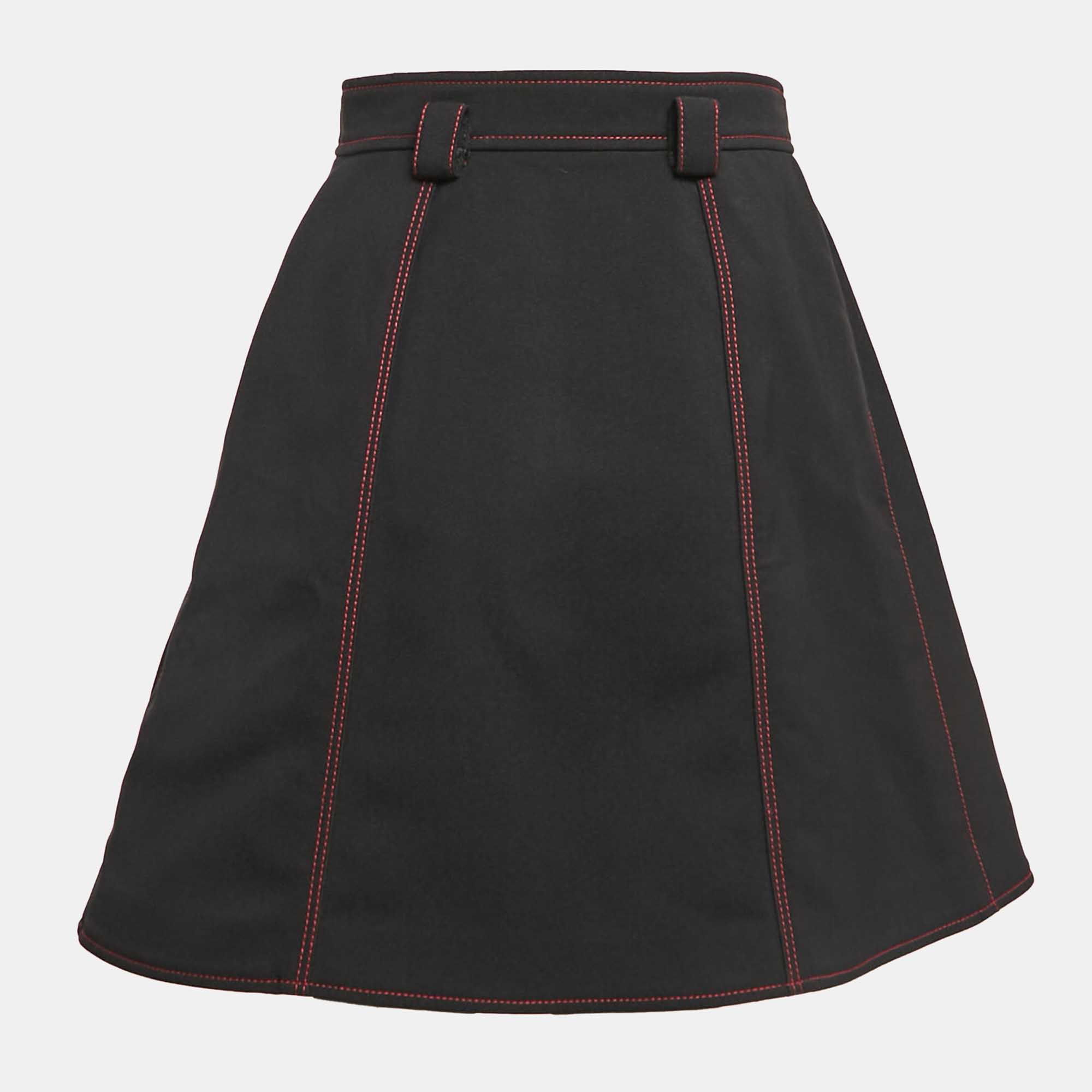 Louis Vuitton Black Crepe Buttoned Mini Skirt M