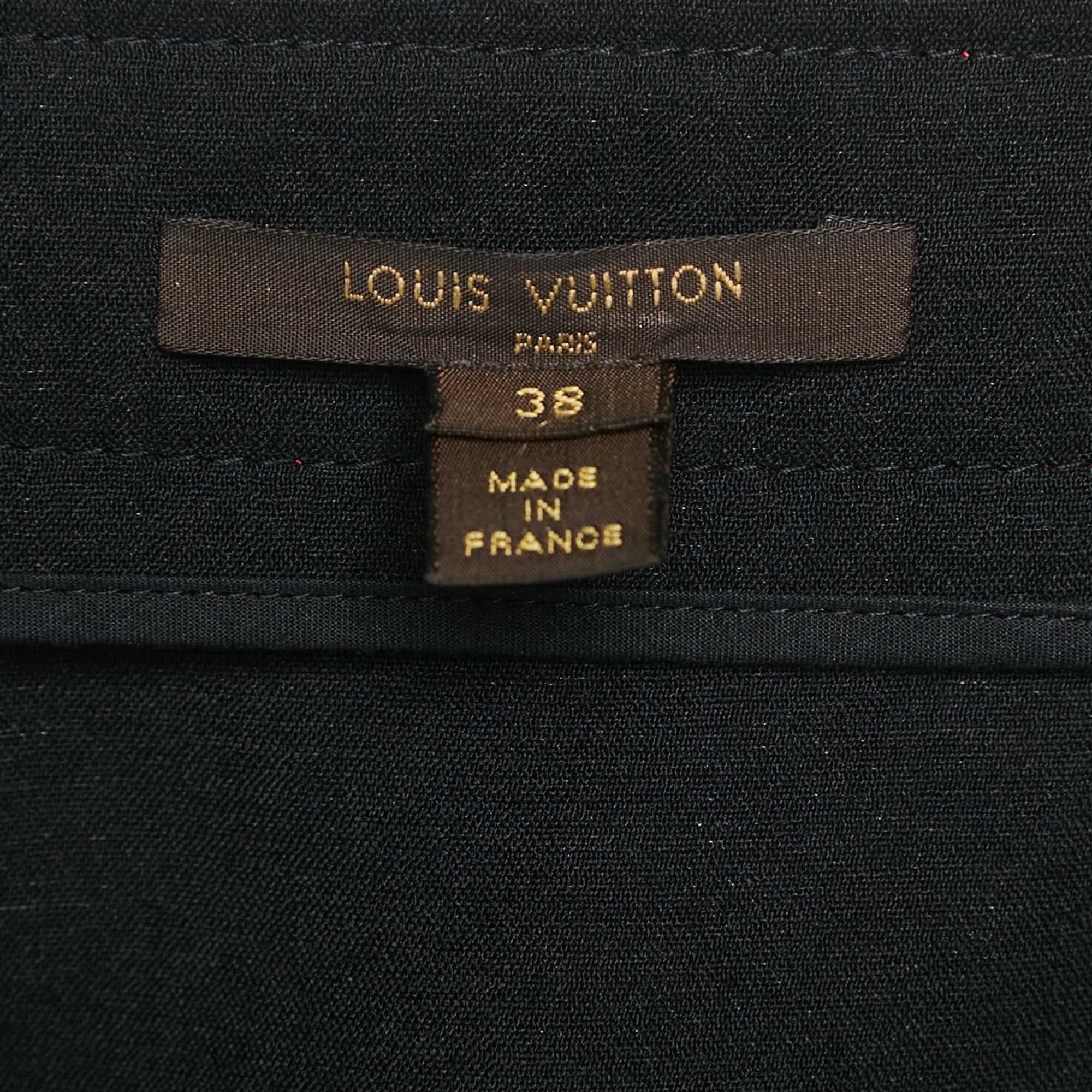 Louis Vuitton Black Crepe Buttoned Mini Skirt M