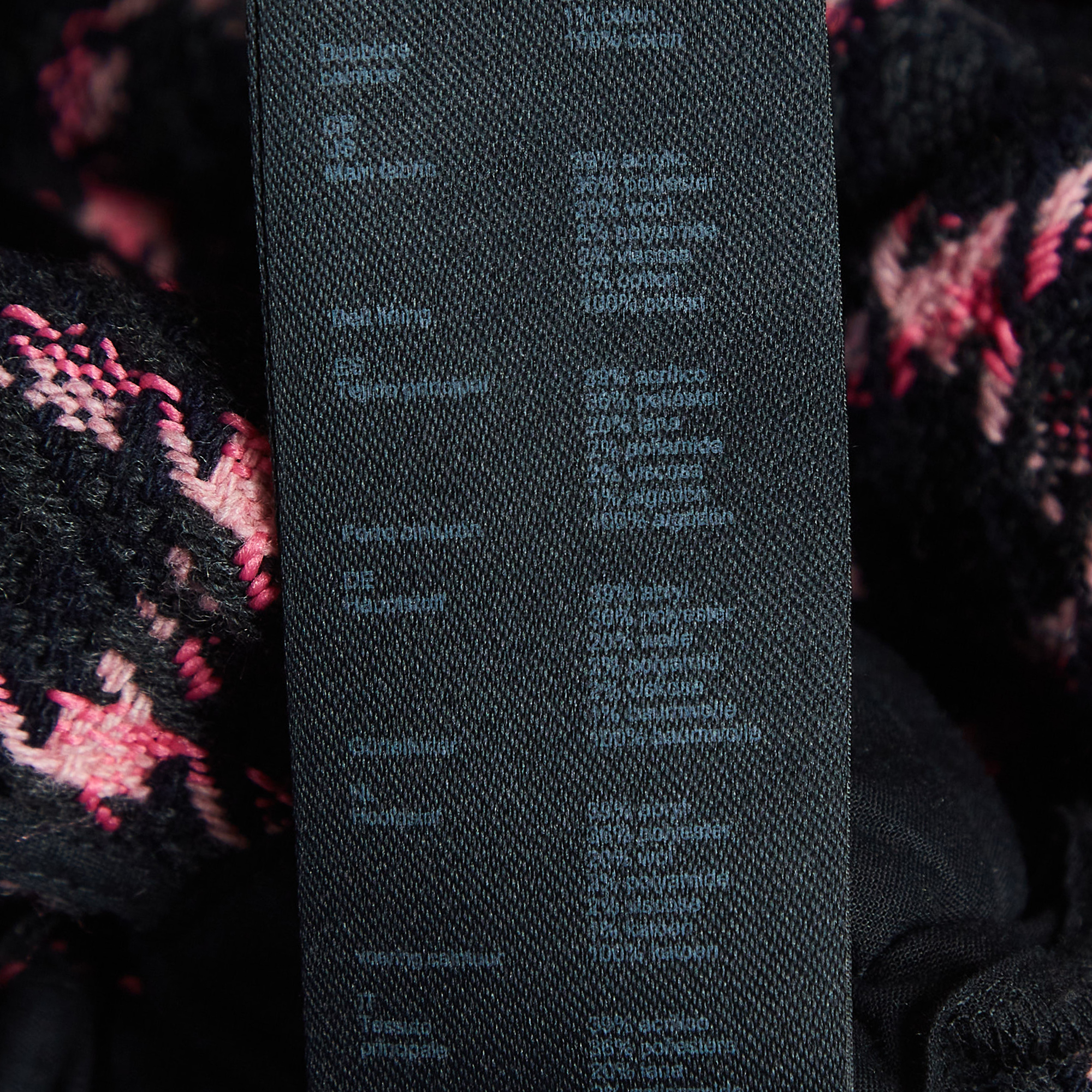 Maje Black/Pink Checked Tweed Plunge V-Neck Mini Dress S