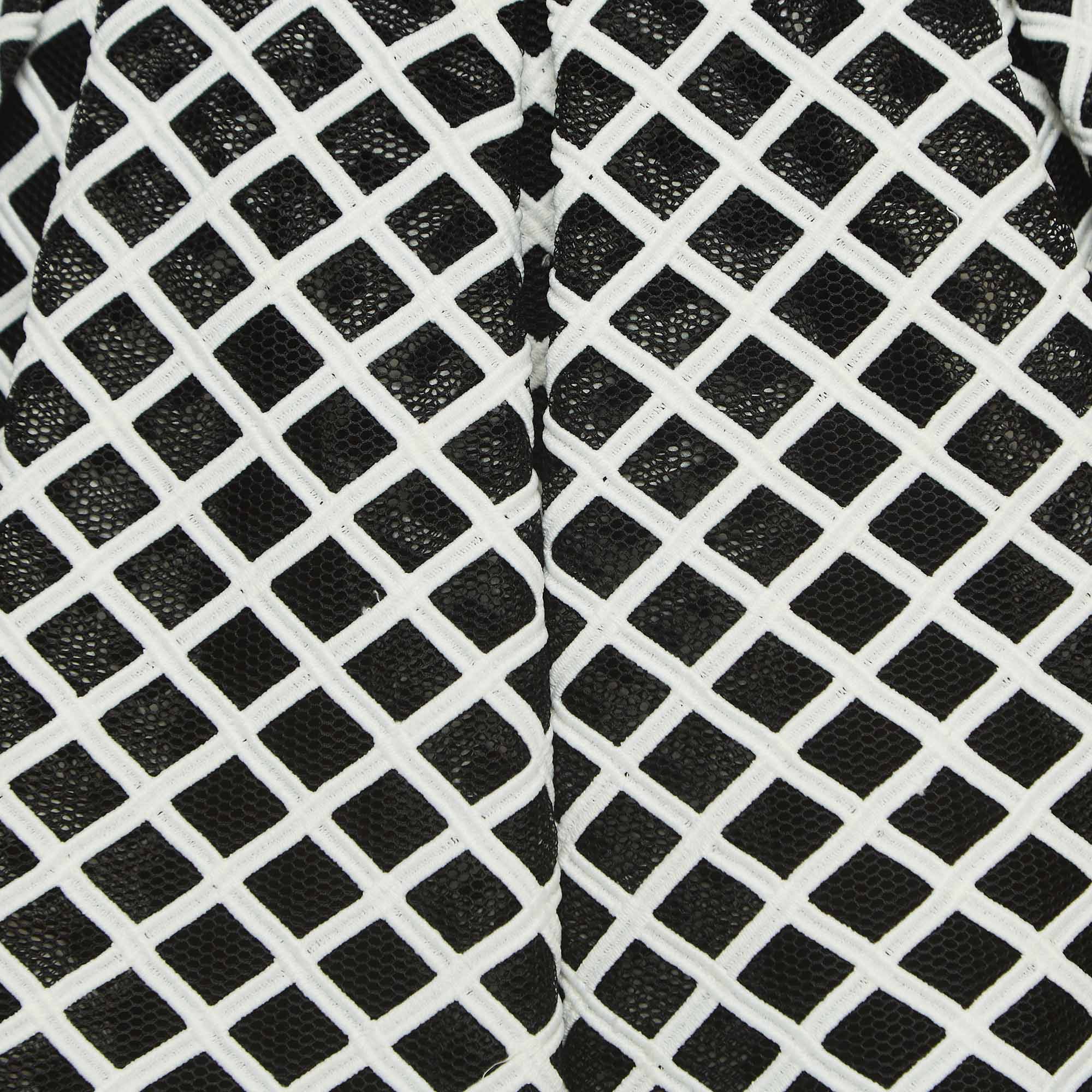 Maje Black/White Mesh Pleated Mini Skirt S