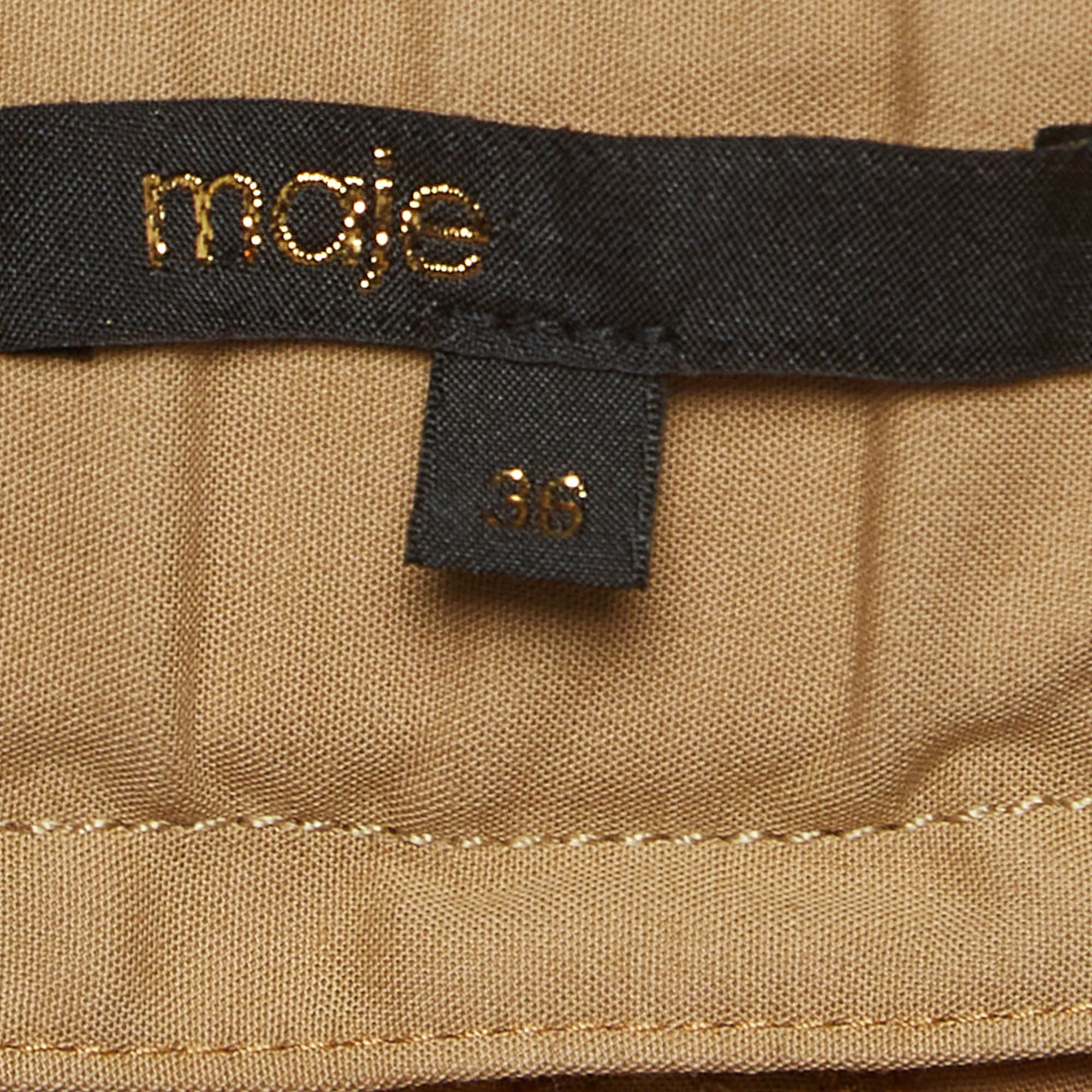 Maje Beige Cotton High Waist Shorts S