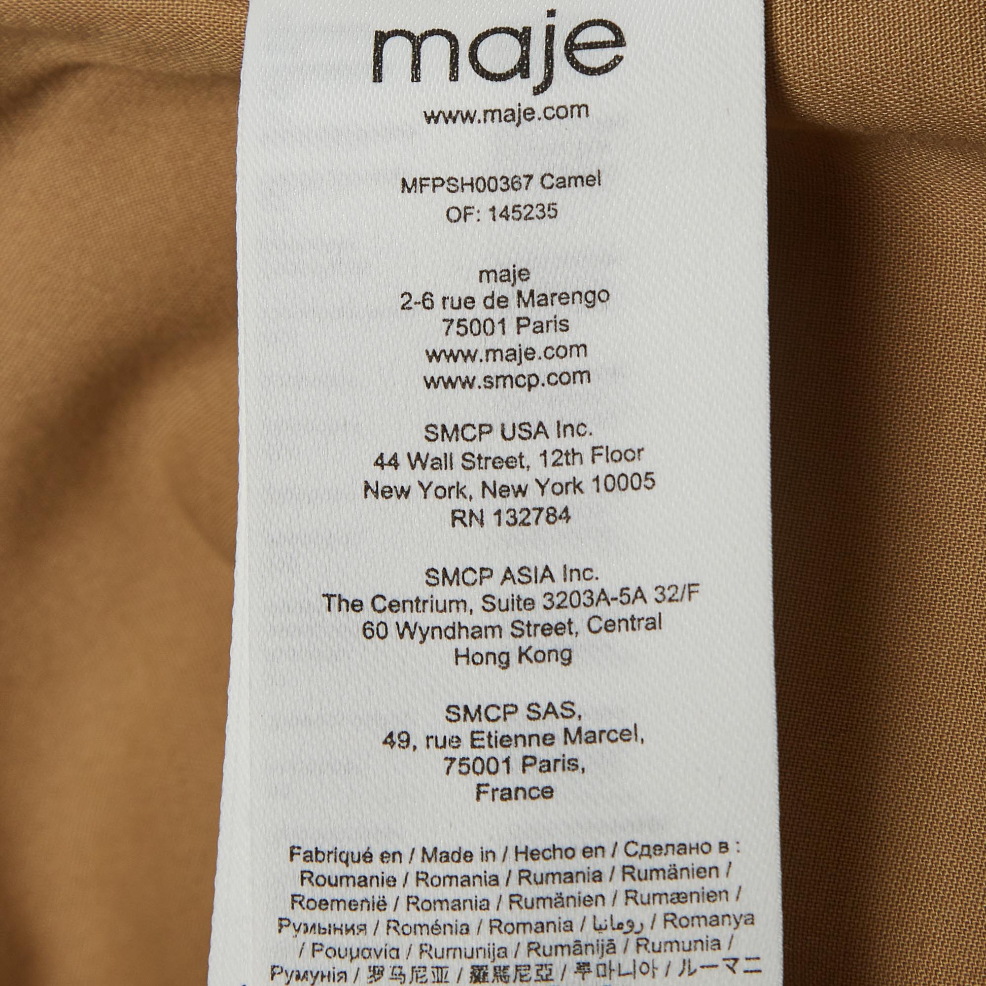 Maje Beige Cotton High Waist Shorts S