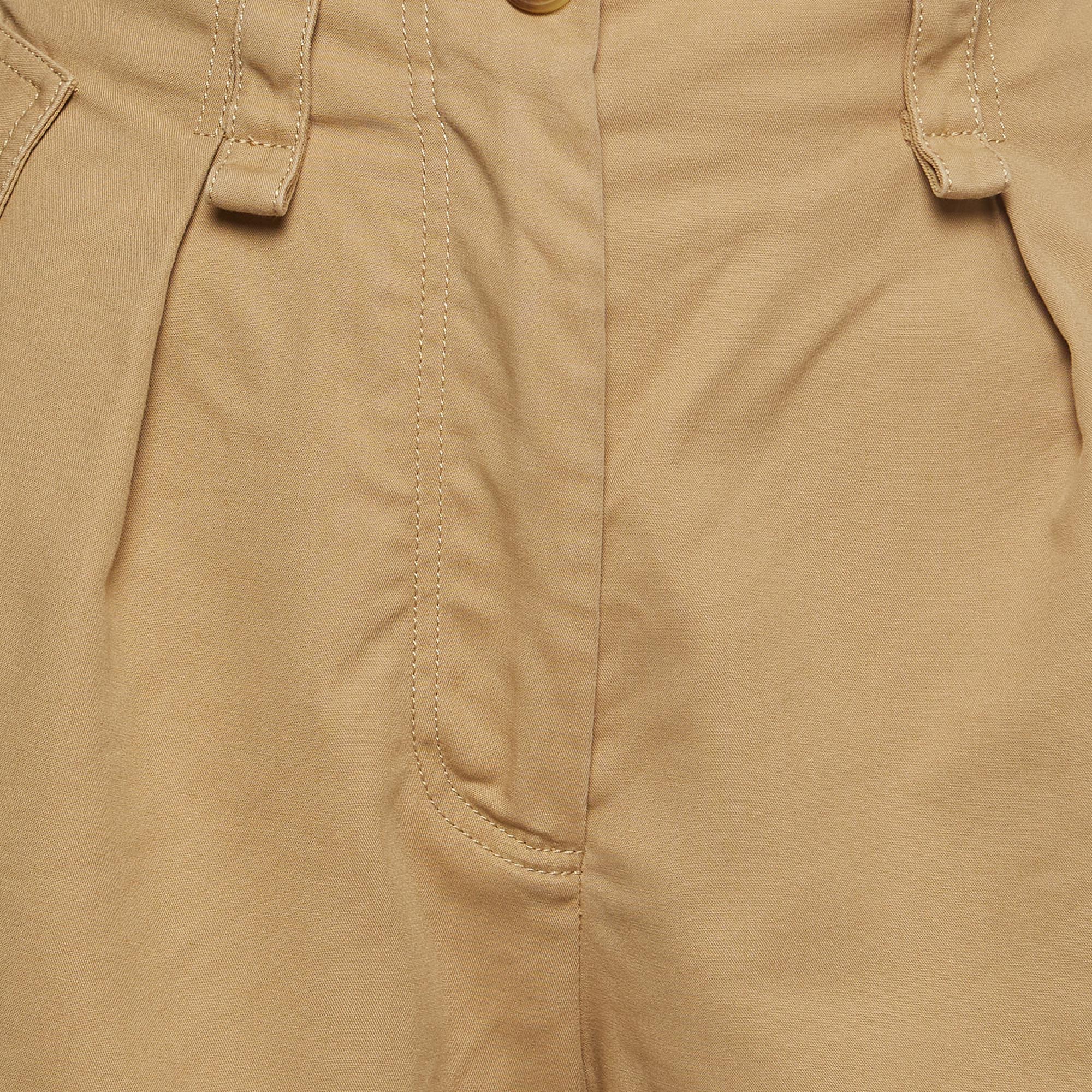 Maje Beige Cotton High Waist Shorts S