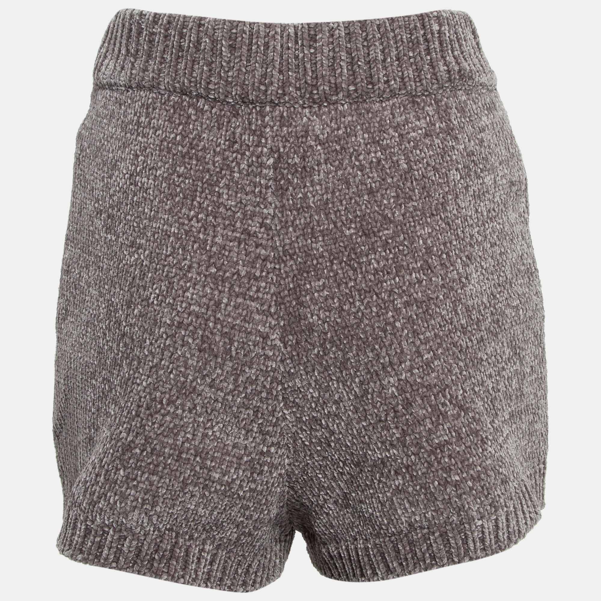 Majorelle Grey Rib Knit Denitza Chenille Shorts L