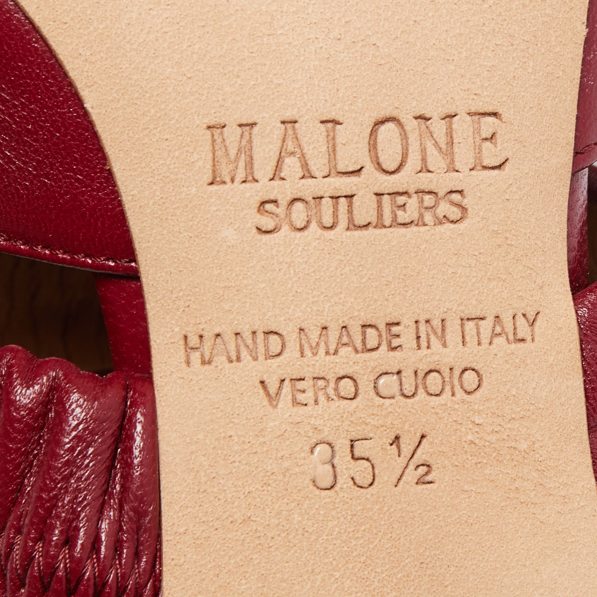 Malone Souliers Burgundy Leather Mathilda Mules Size 35.5