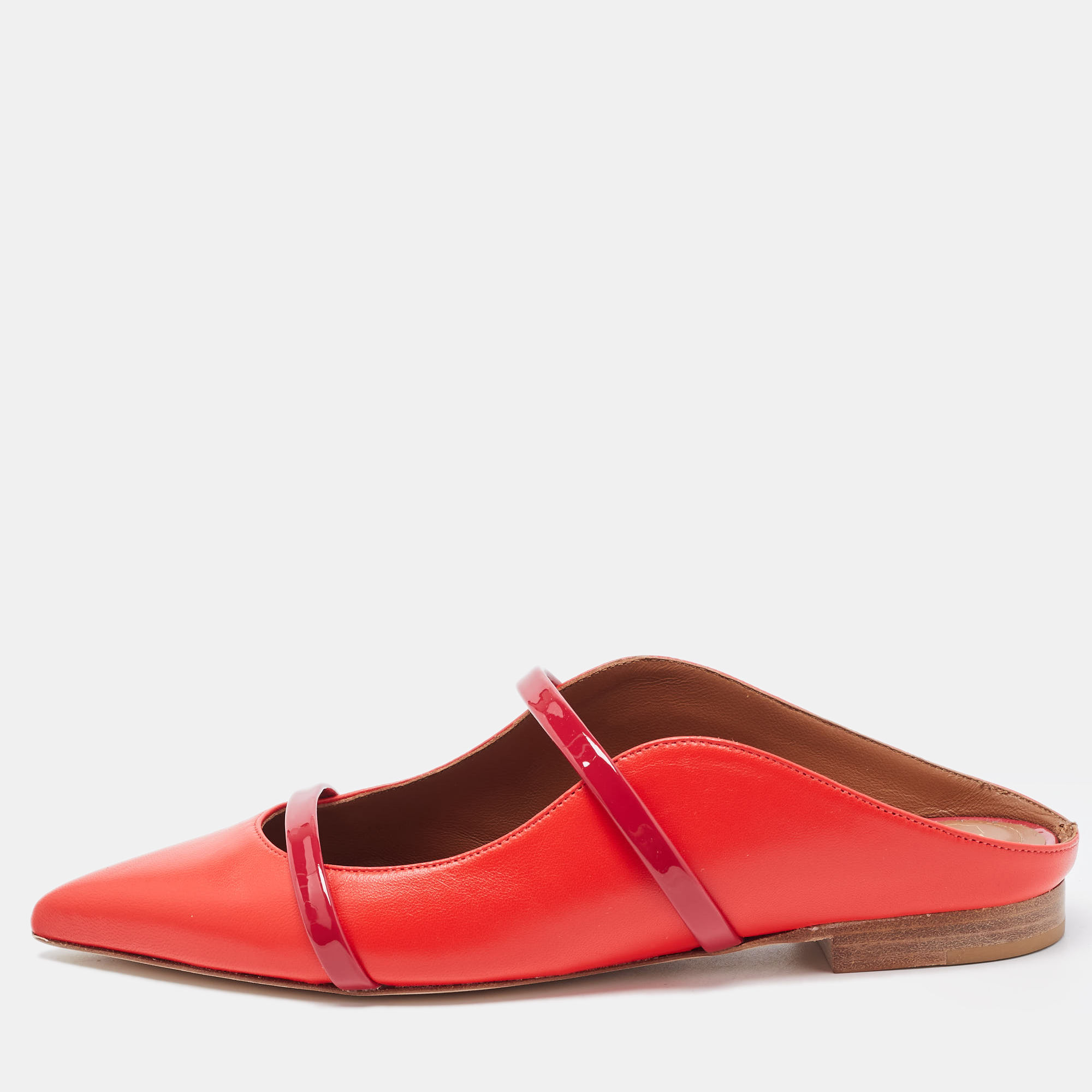 Malone Souliers Red Leather Maureen Flat Mules Size 36