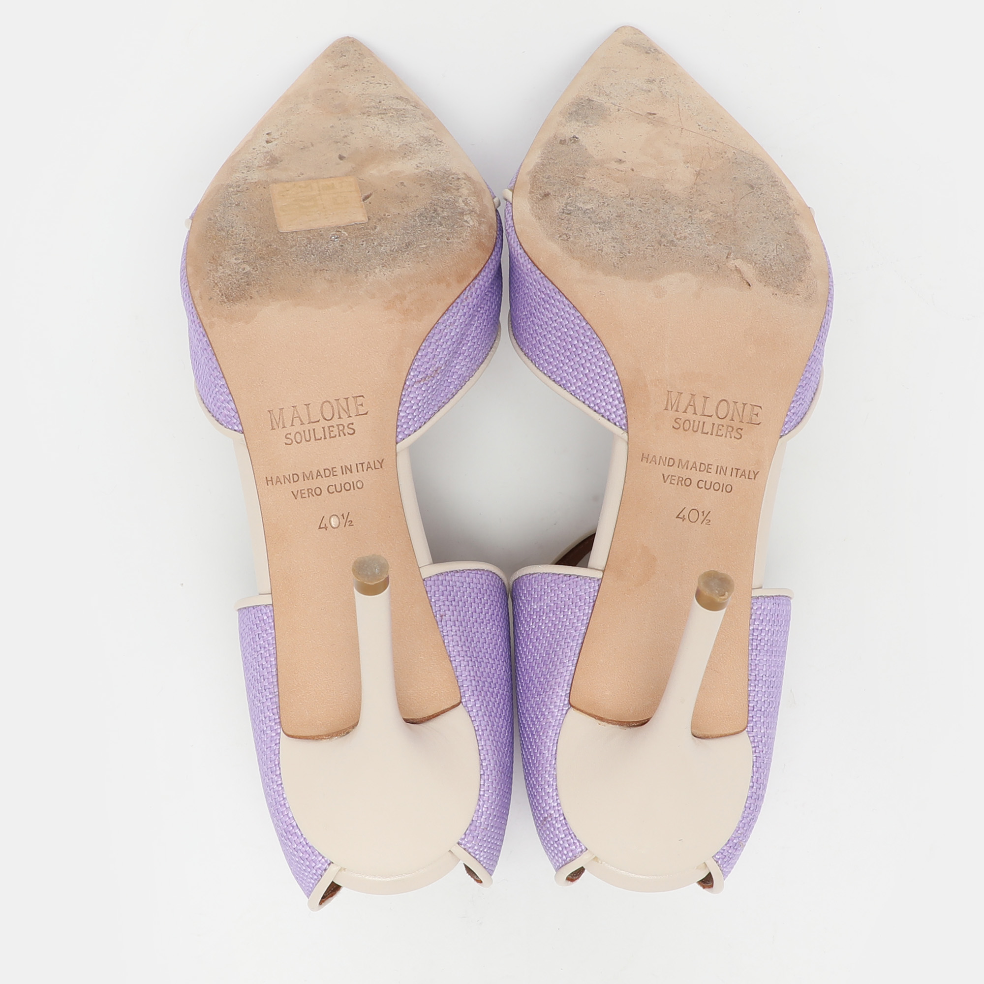 Malone Souliers Purple/Cream Canvas And Leather Imogen Mules Size 40.5