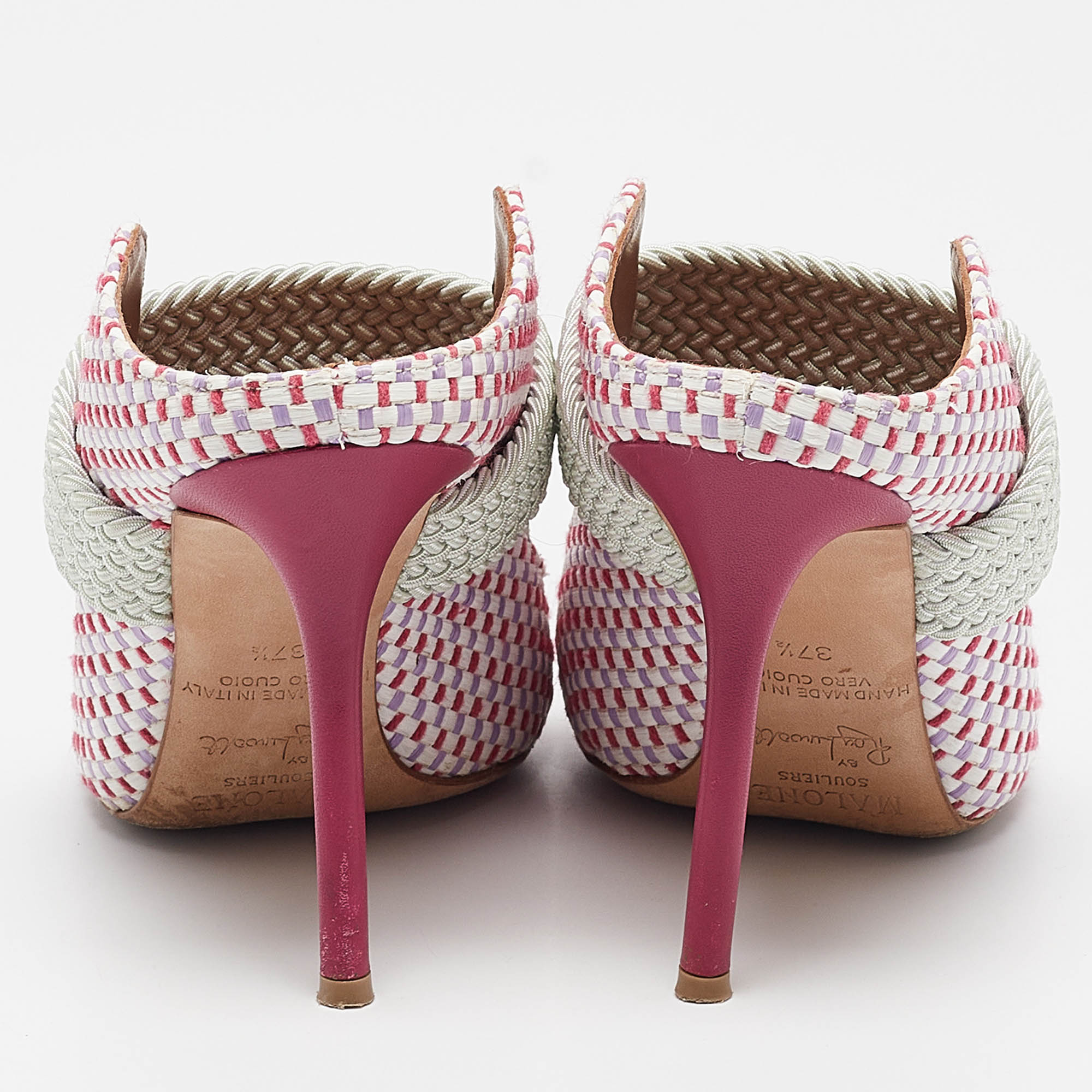 Malone Souliers Multicolor Woven Raffia Pumps Size 37.5