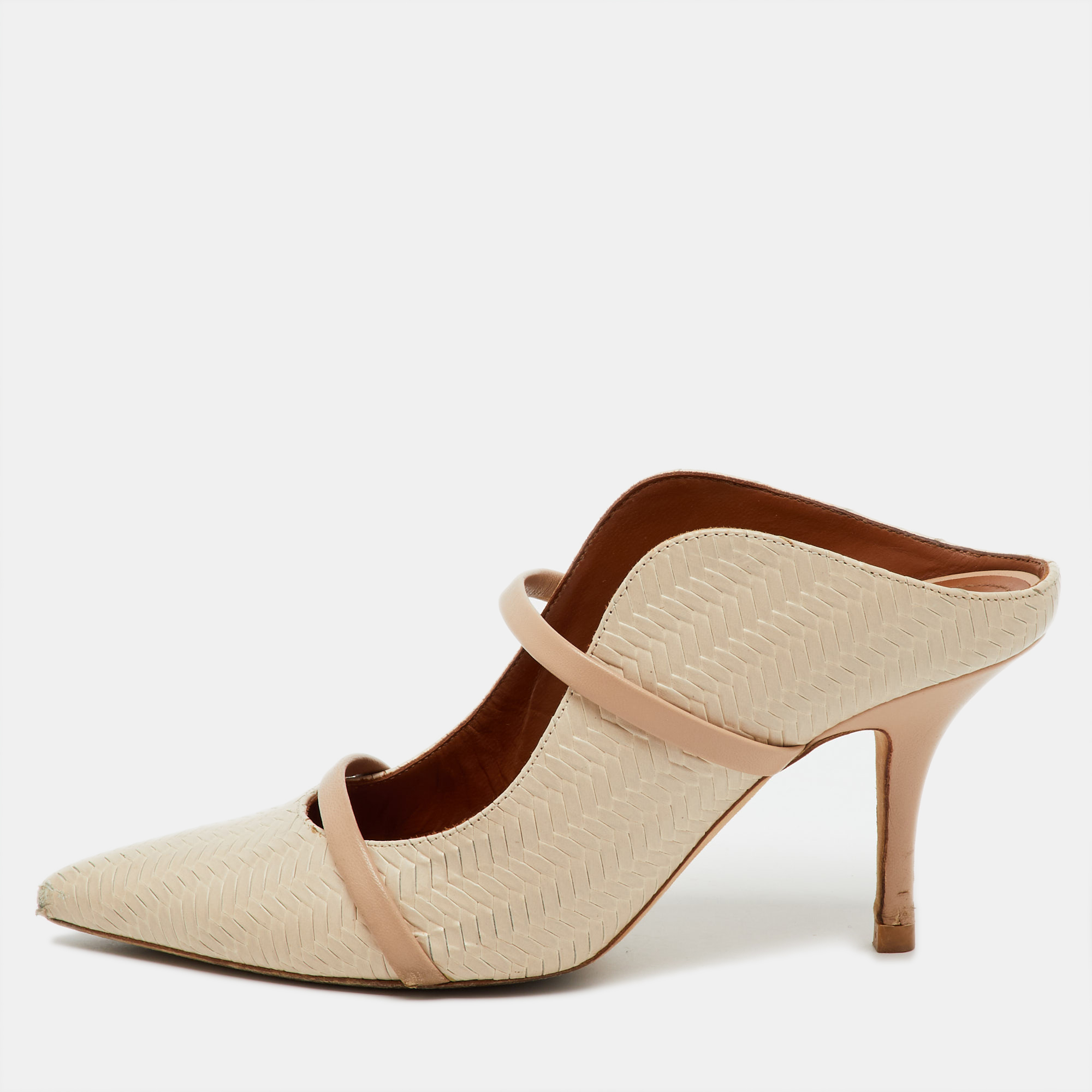 Malone Souliers Off White/Beige Woven Leather Maureen Pointed Toe Mules Size
Malone Souliers Off White/Beige Woven Leather Maureen Pointed Toe Mules Size