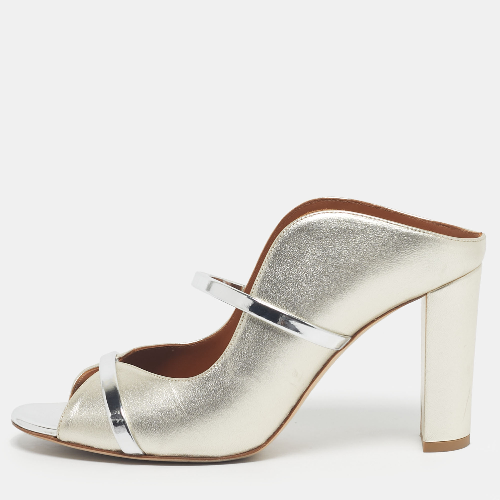 Malone Souliers Silver/Gold Leather Norah Slide Sandals Size 39 - Malone Souliers - Modalova