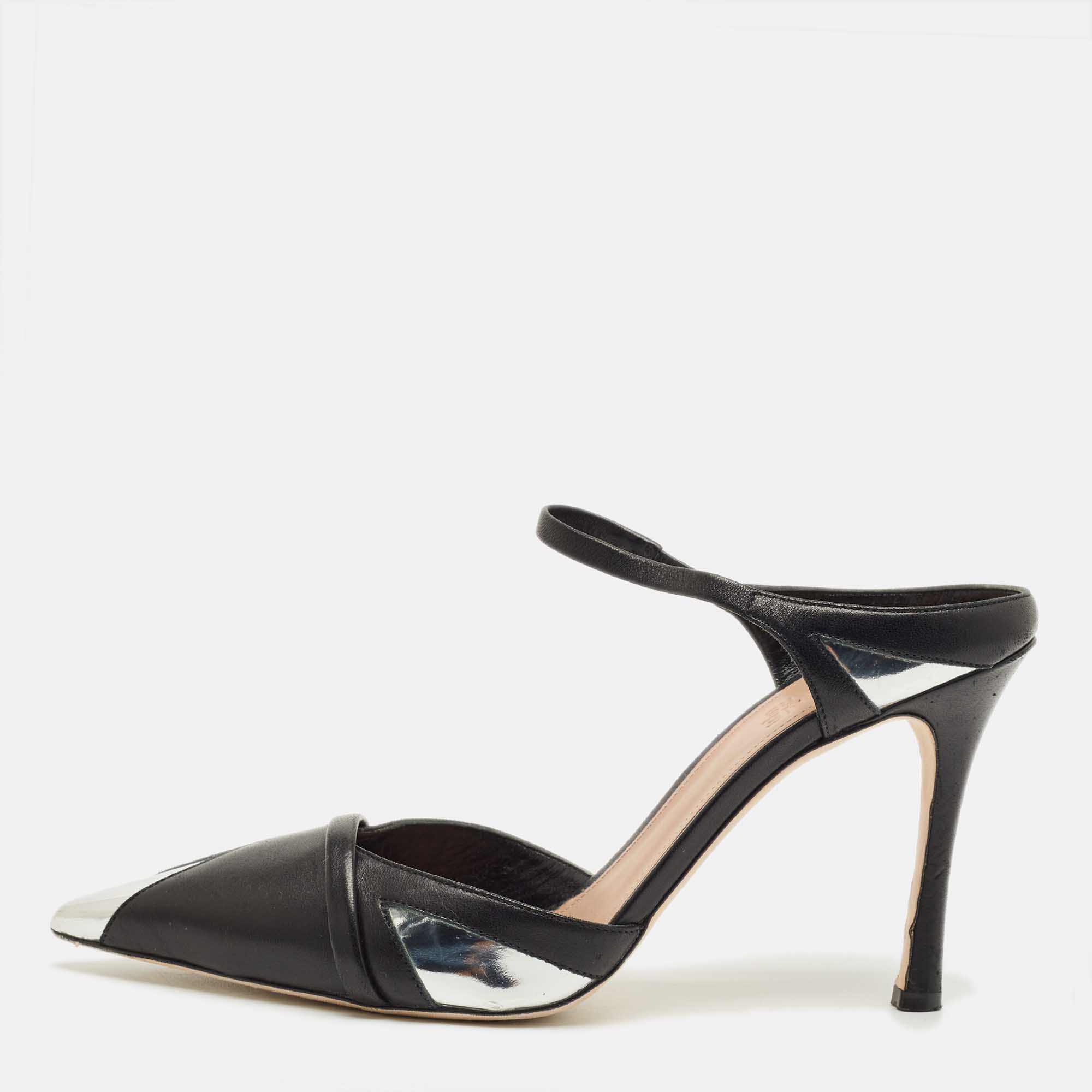 Malone Souliers Black/Silver Leather Uma Mules Size 40 - Malone Souliers - Modalova