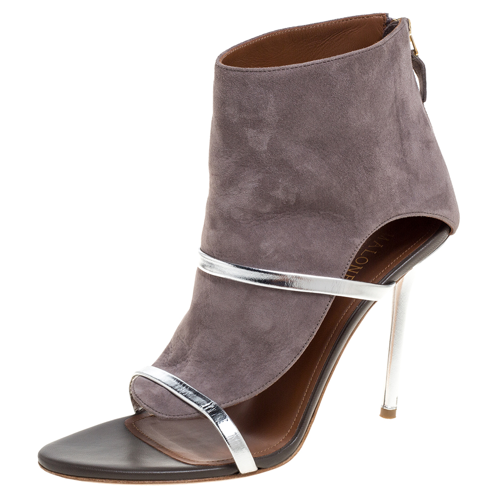 Image of Malone Souliers Grey Suede And Leather Miley Cutout Sandals Size