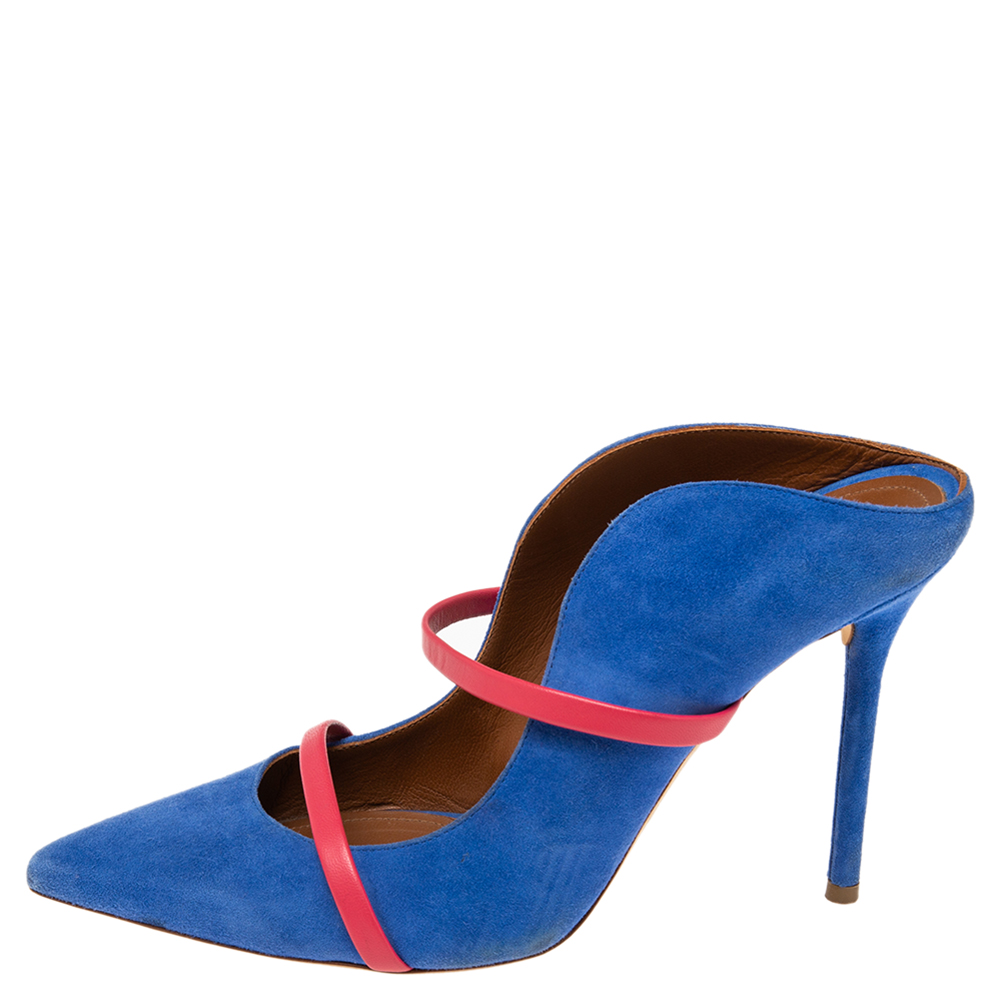 Malone Souliers Red/Blue Suede and Leather Maureen Mules Size 39
