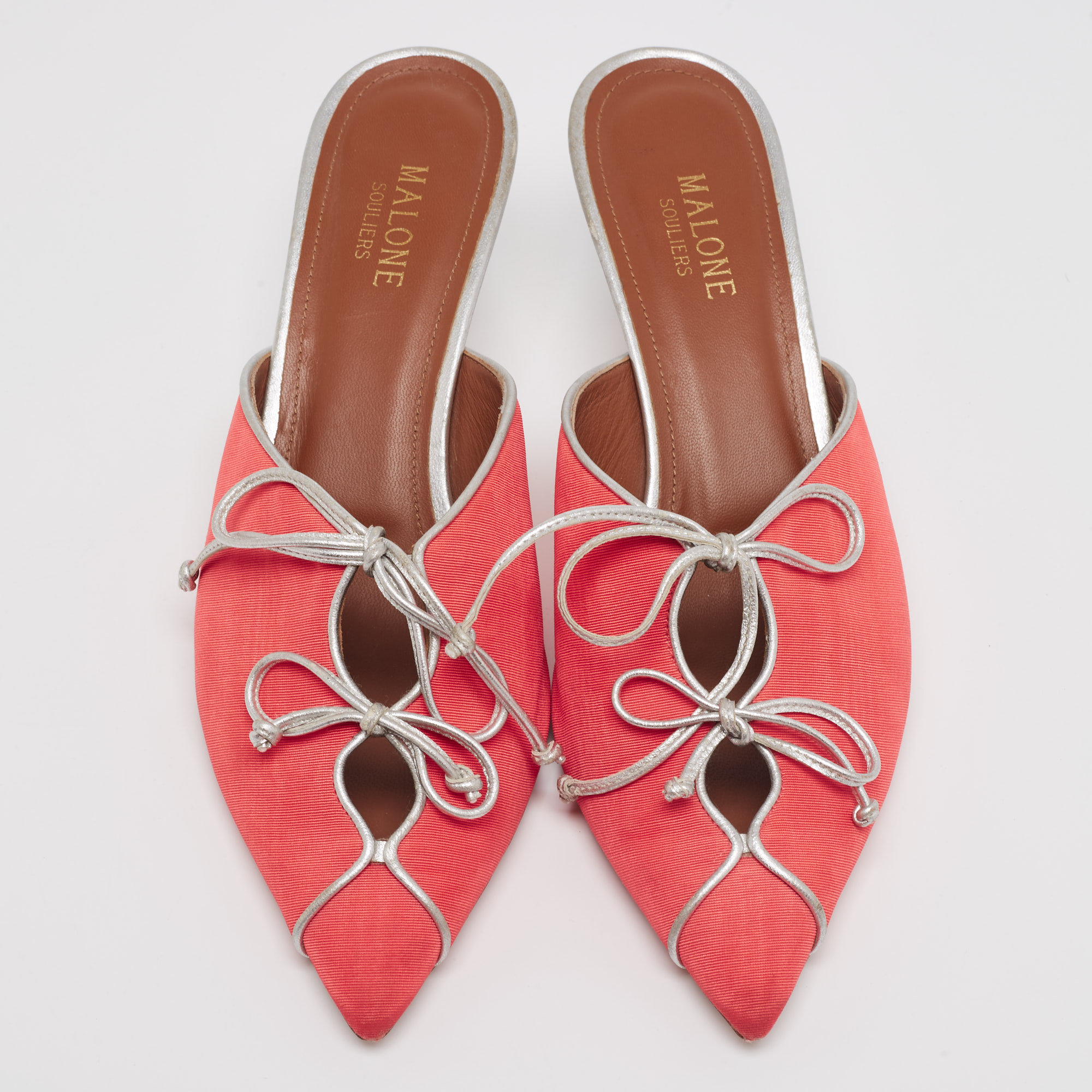 Malone Souliers Pink/Silver Canvas And Leather Maisie Sandals Size 40