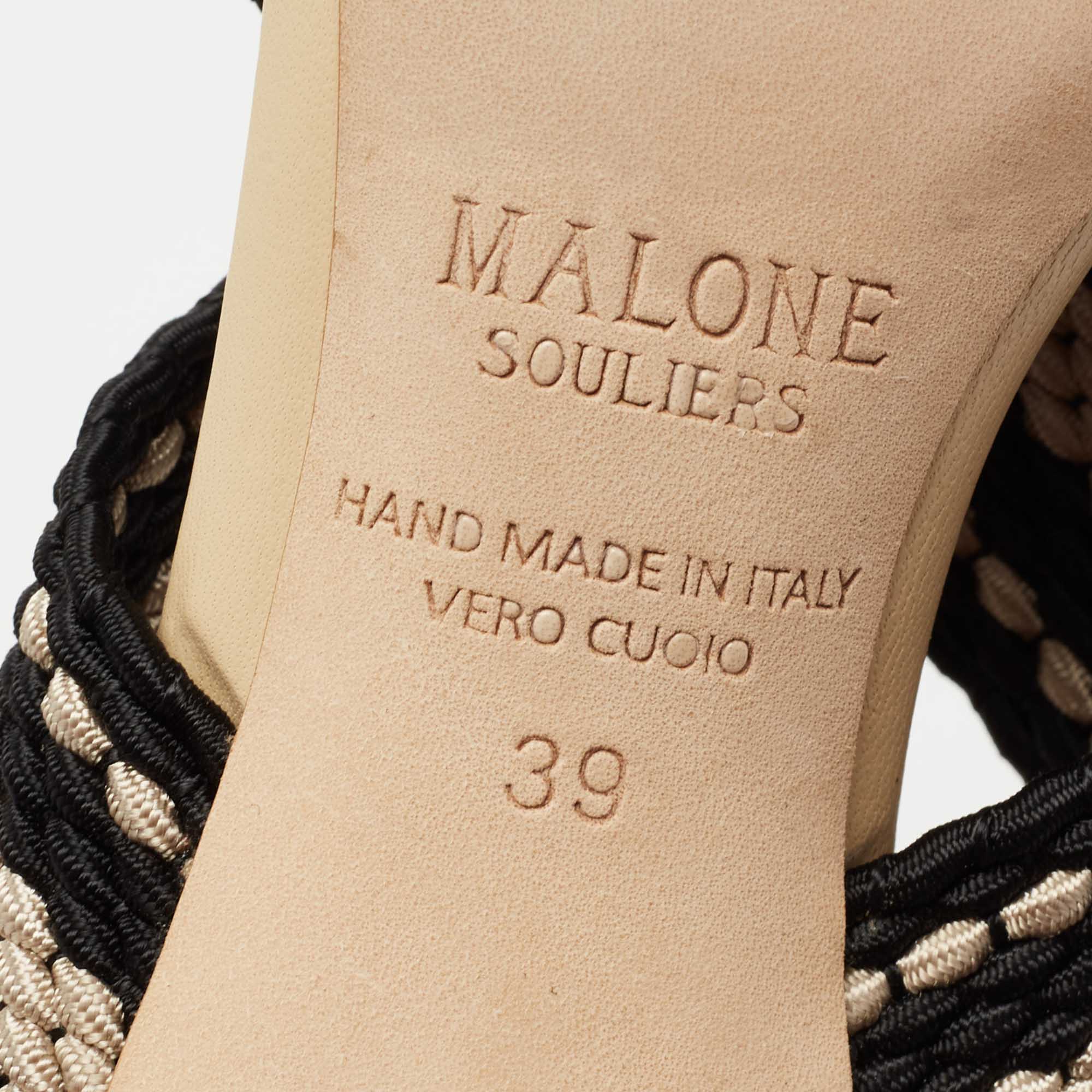 Malone Souliers X Roksanda Beige Leather And Elastic Dana Criss Cross Ankle-Strap Pumps Size 39