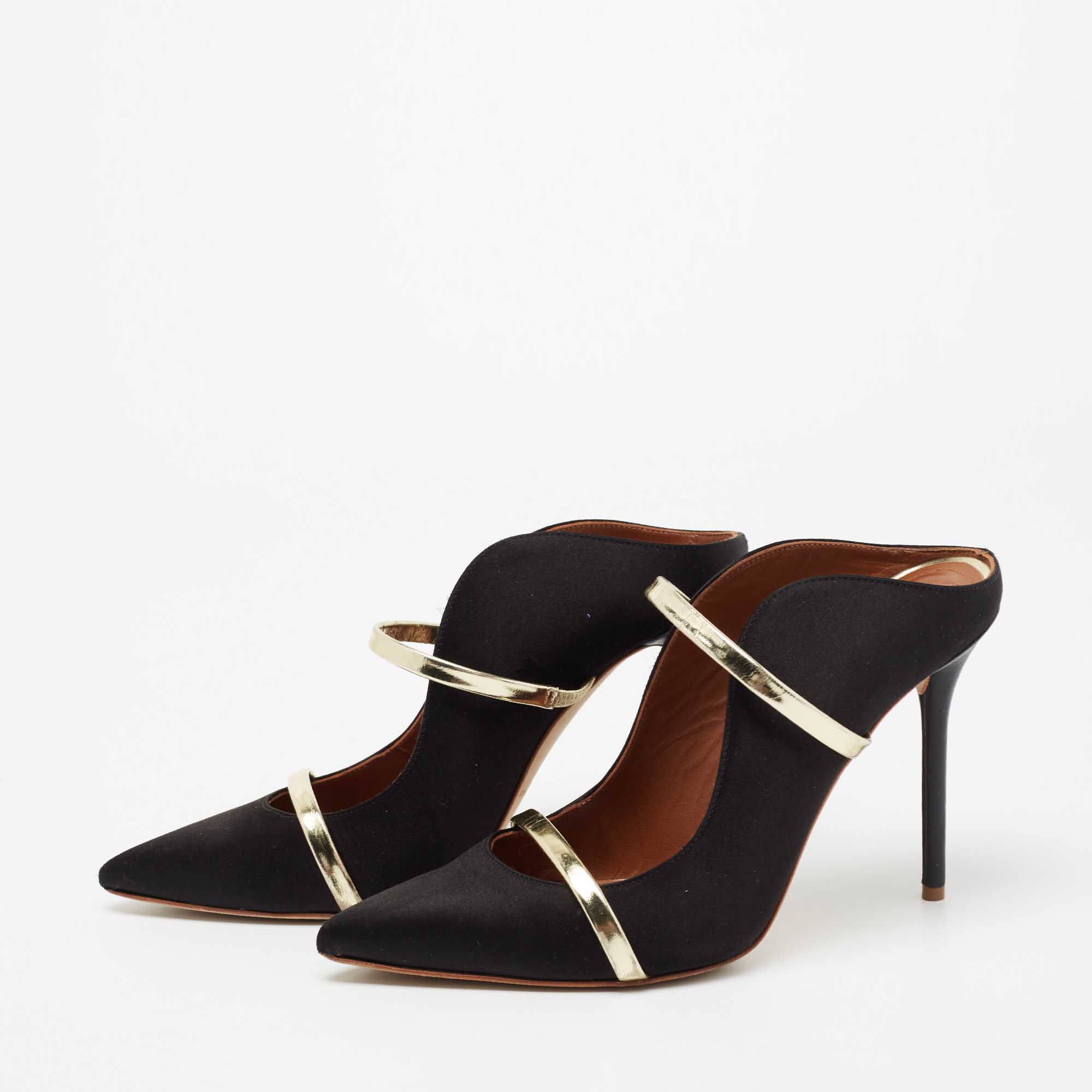 Malone Souliers Black/Gold Satin And Leather Maureen Pointed Toe Mules Size
Malone Souliers Black/Gold Satin And Leather Maureen Pointed Toe Mules Size