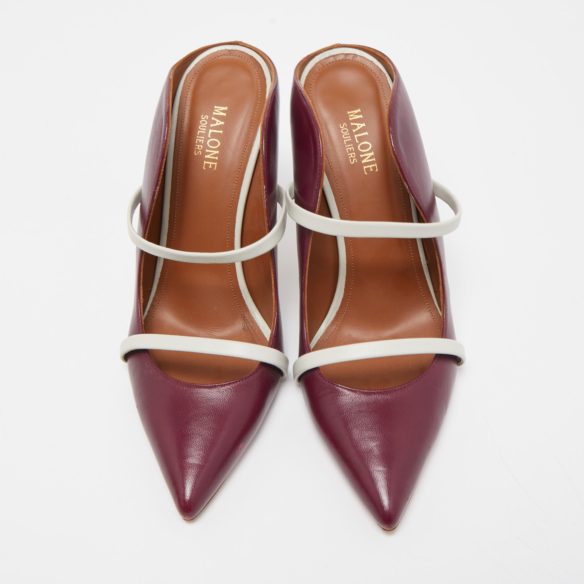 Malone Souliers Plum/Grey Leather Maureen Mules Size 40