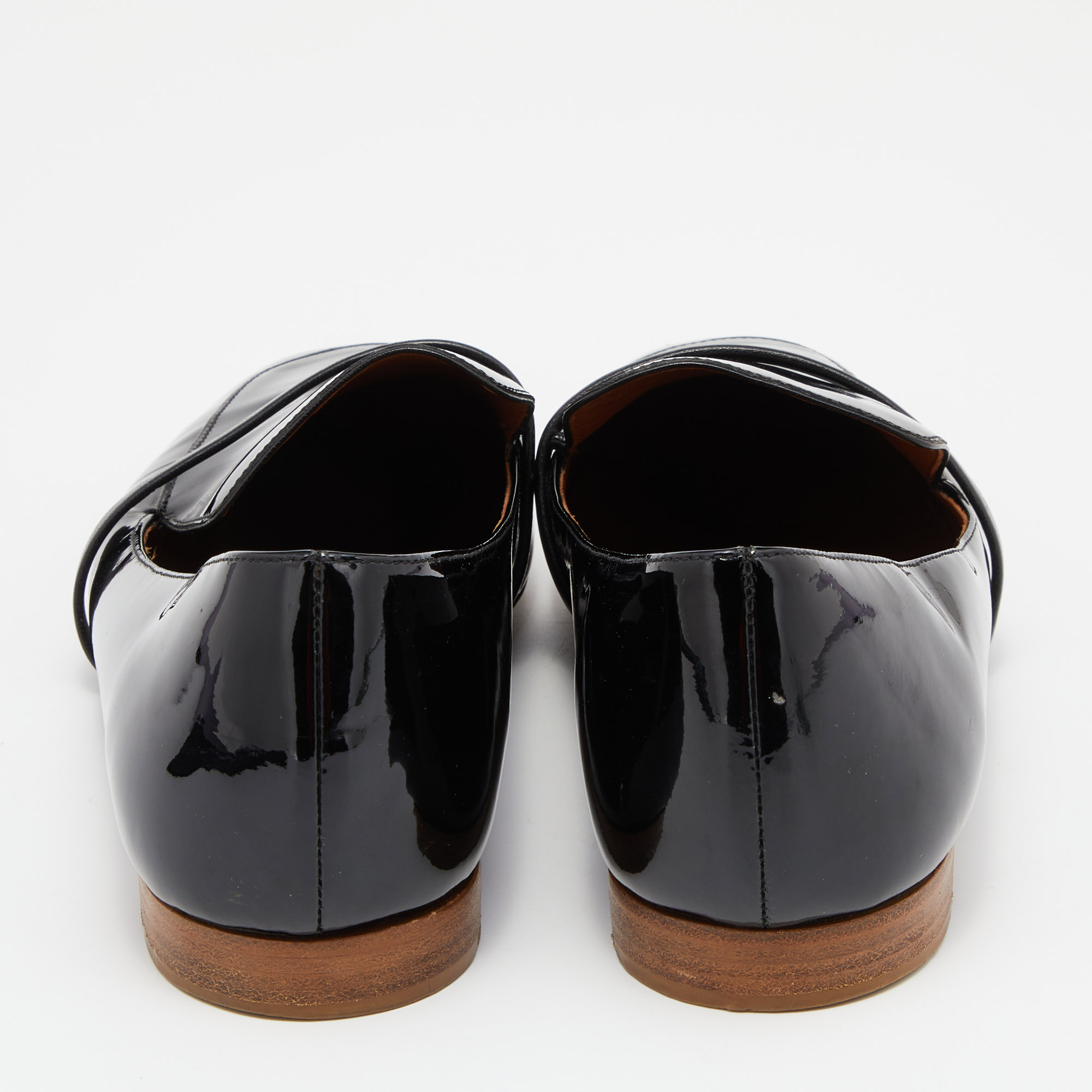 Malone Souliers Black Patent Leather Smoking Slippers Size 38