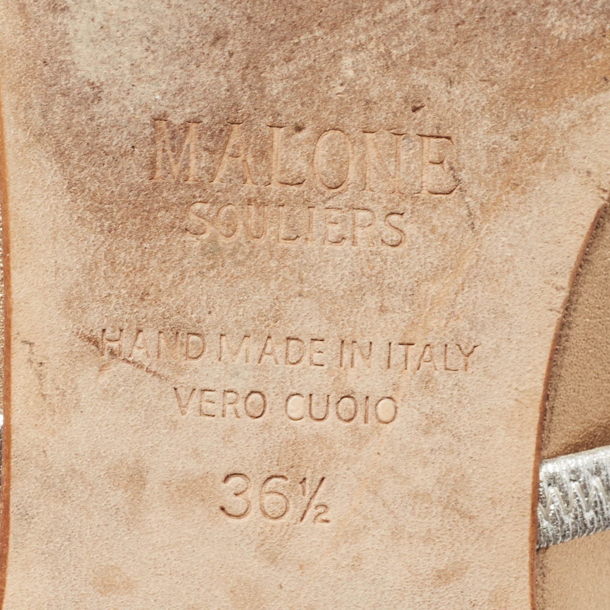 Malone Souliers Metallic Leather Maureen Flat Mules Size 36.5