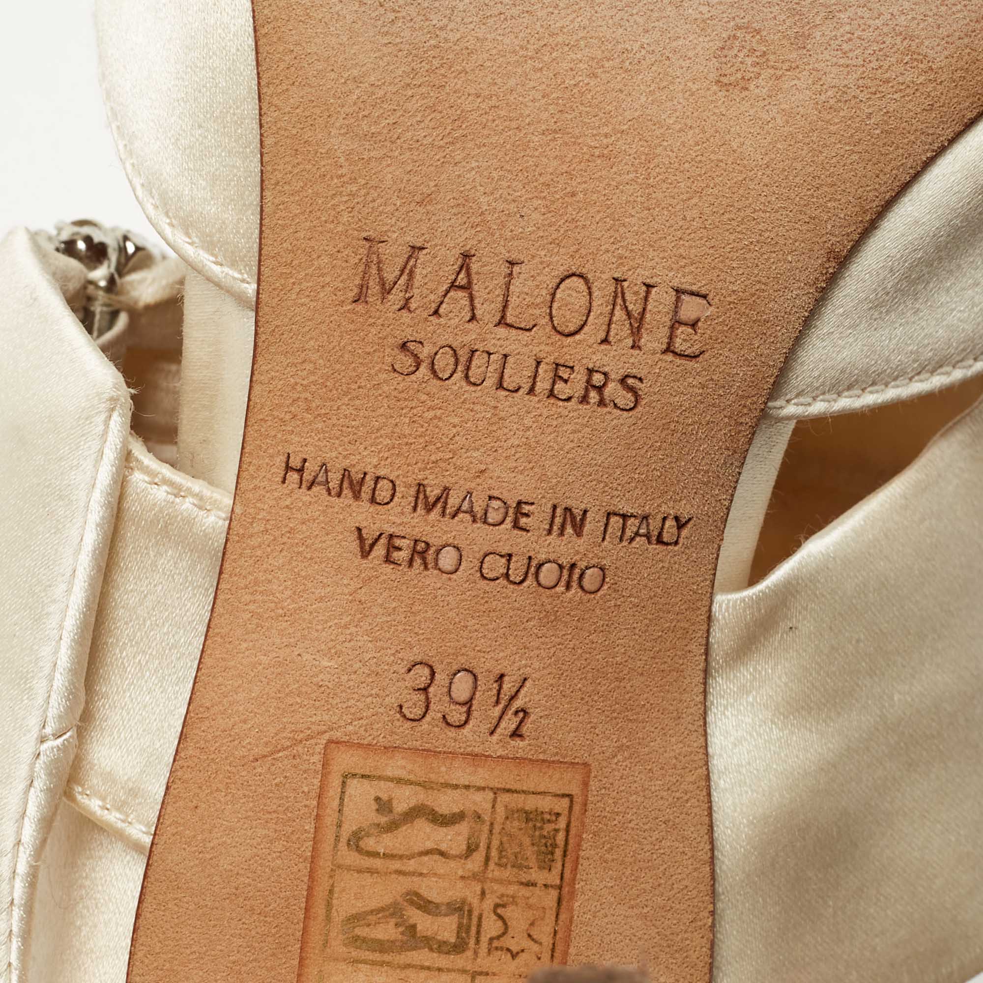 Malone Souliers White Satin Maite Pumps Size 39.5