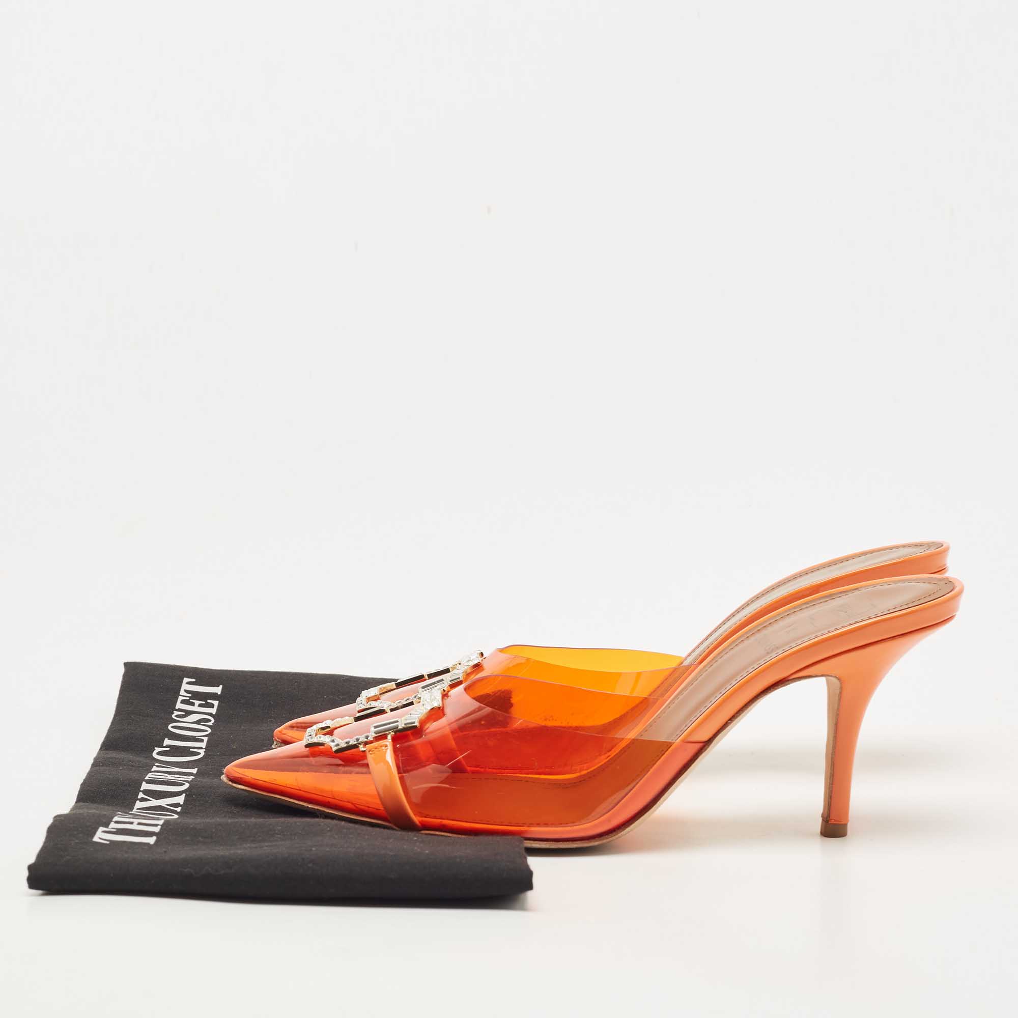 Malone Souliers Orange PVC Missy  Pointed Toe Sandals Size 38.5