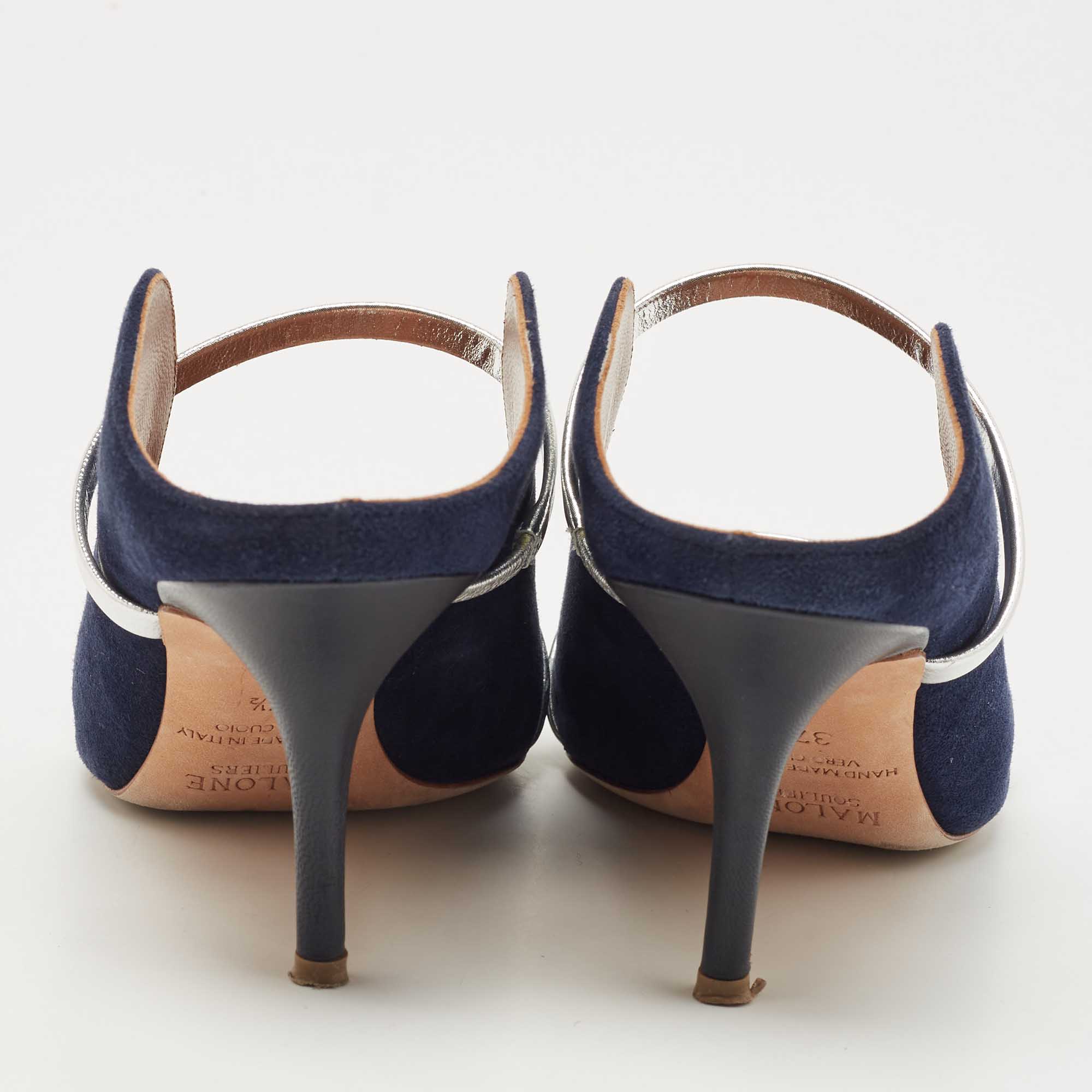 Malone Souliers Navy Blue Leather Maureen Pumps Size 37.5