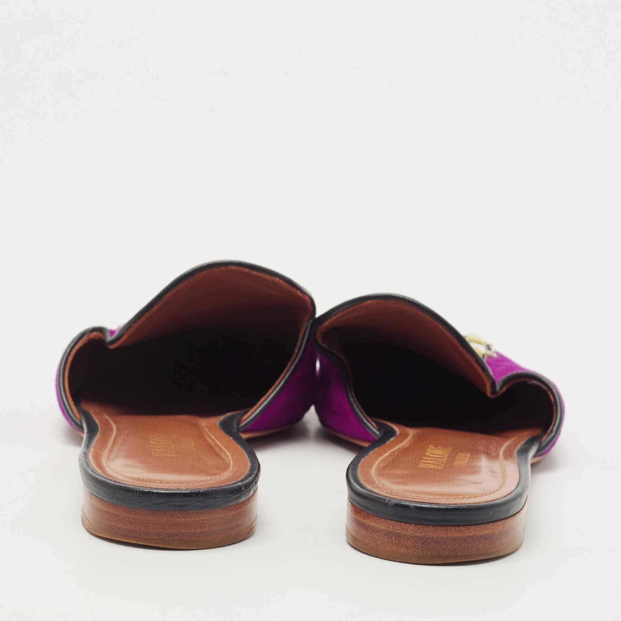 Malone Souliers Purple Canvas  And Suede Mules Size 38.5