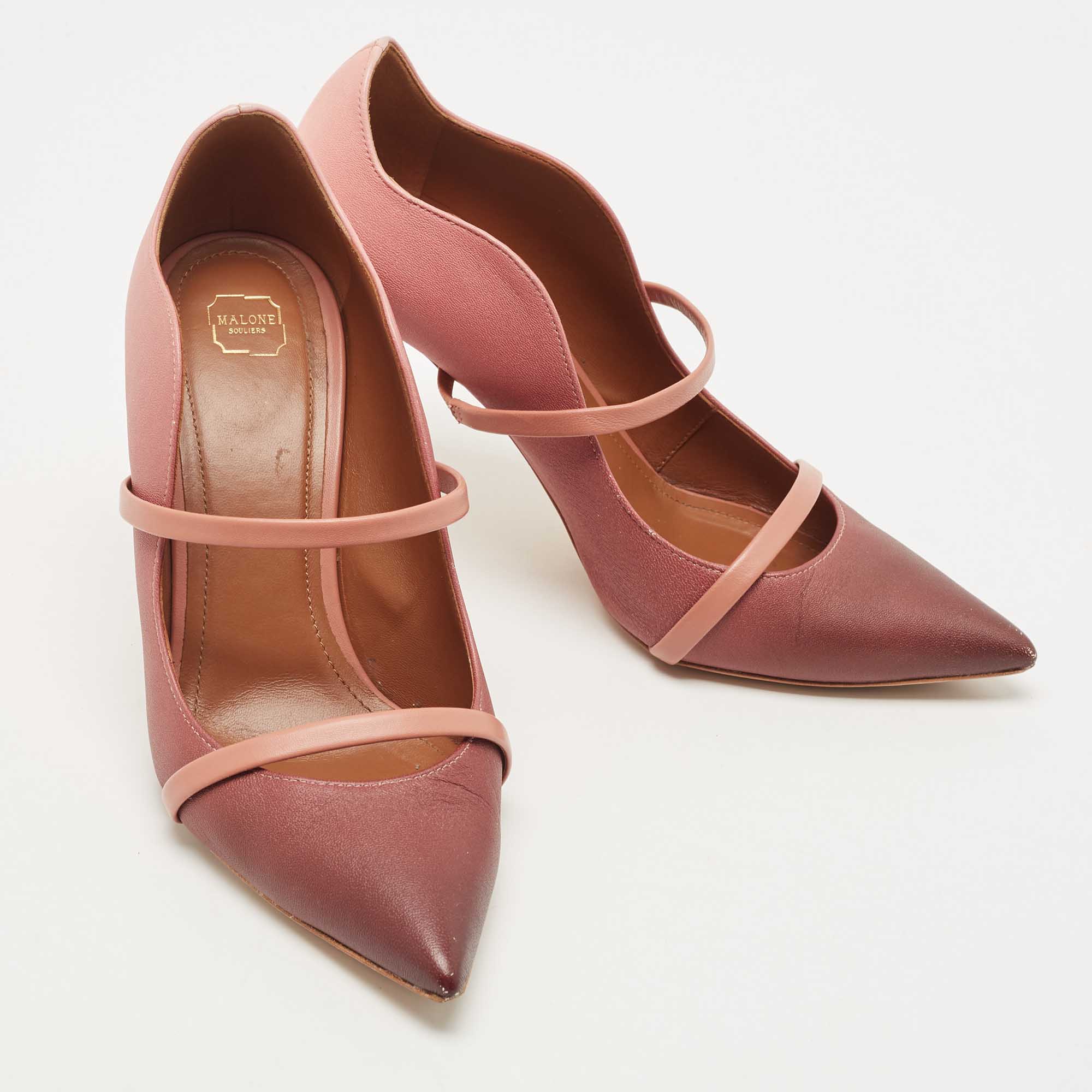 Malone Souliers Pink/Burgundy Leather Maureen Pointed Toe Pumps Size 40
