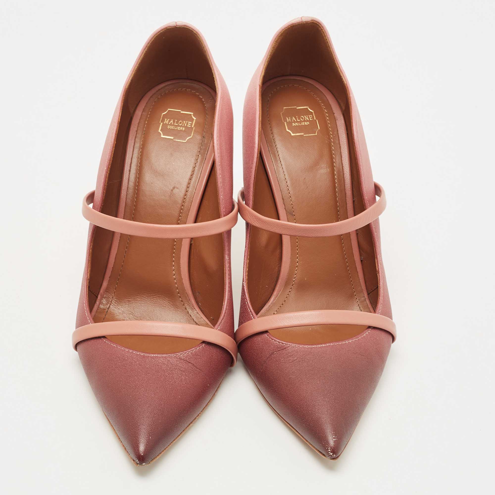 Malone Souliers Pink/Burgundy Leather Maureen Pointed Toe Pumps Size 40