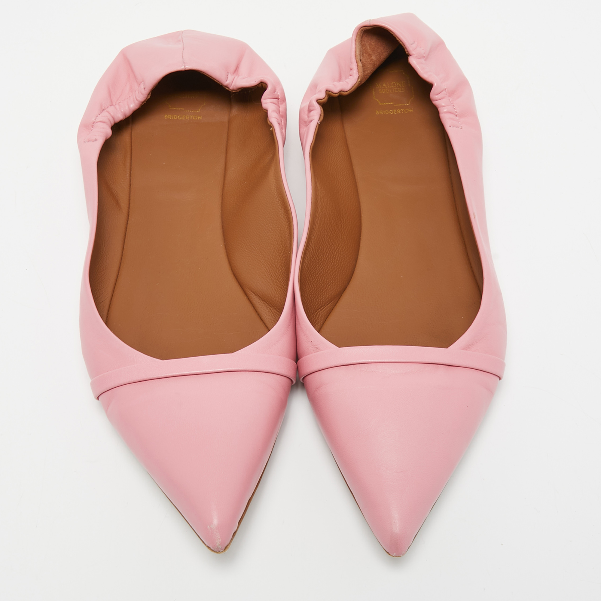 Malone Souliers Pink Leather Raya Ballet Flats Size 40