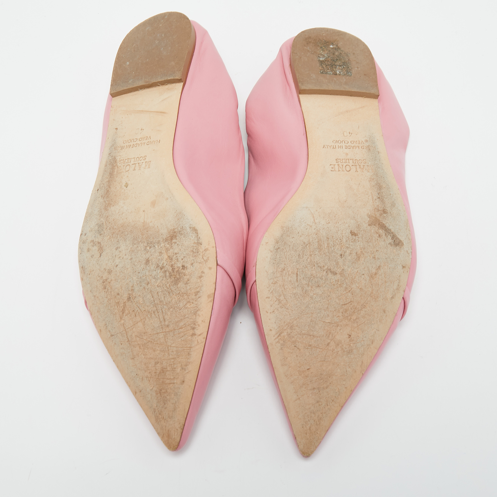Malone Souliers Pink Leather Raya Ballet Flats Size 40