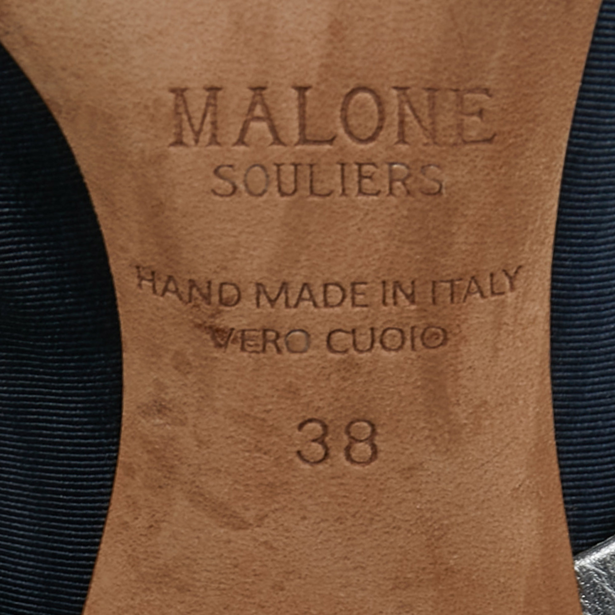 Malone Souliers Navy Blue Canvas Maureen Mule Pumps Size 38