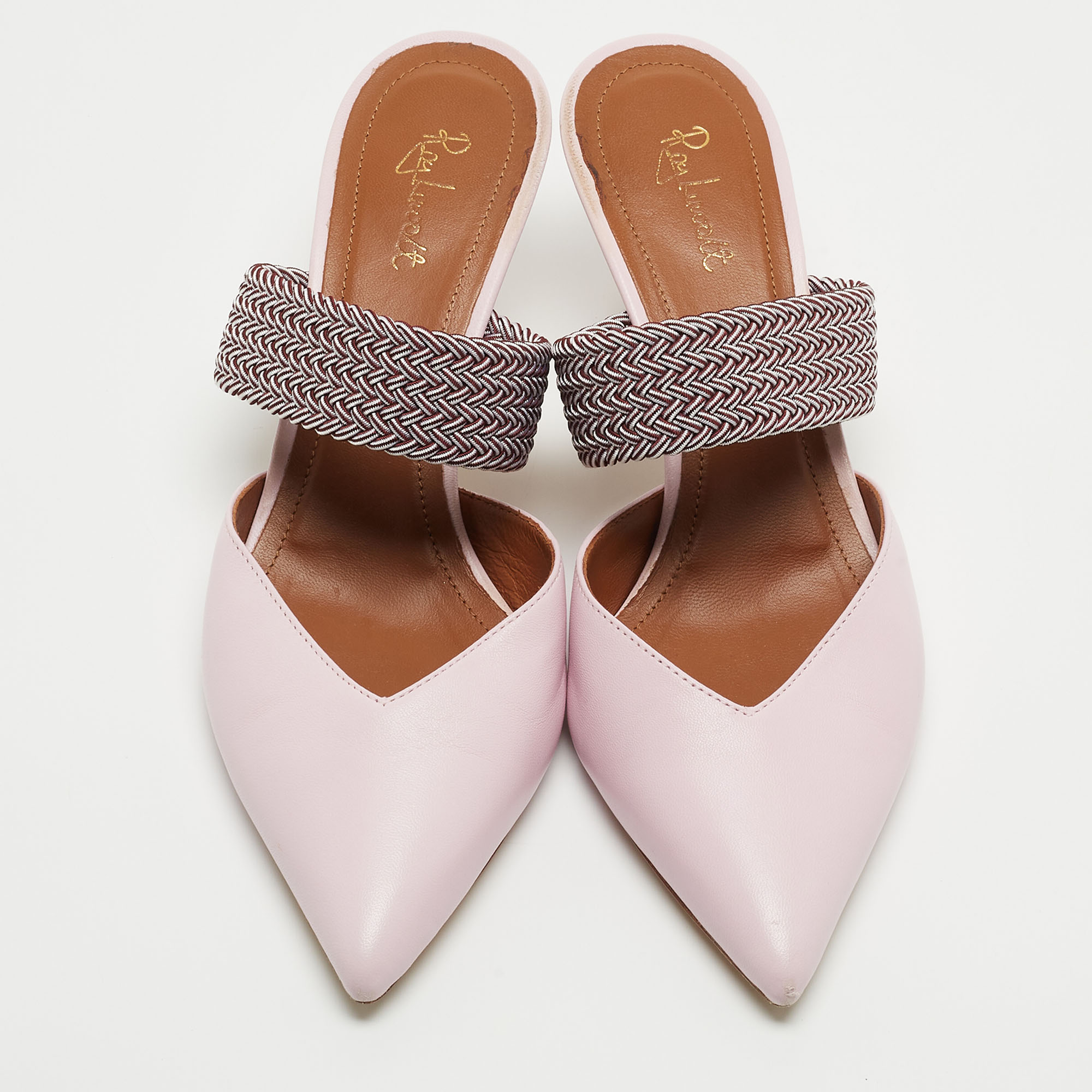 Malone Souliers X Ray Luwolt Pink Leather Maisie Mules Size 38