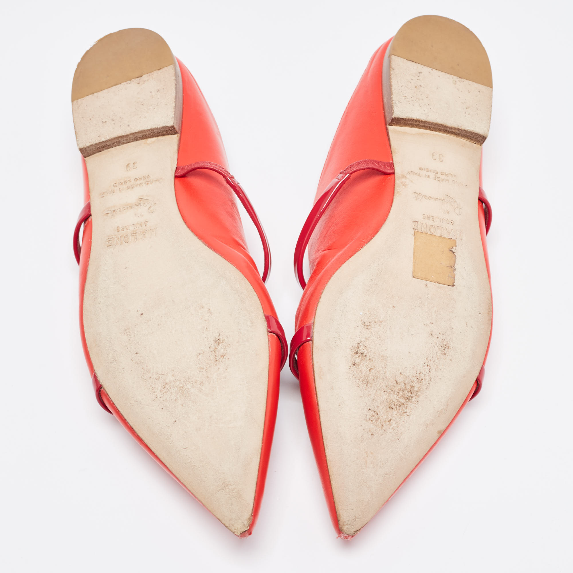 Malone Souliers Red Leather Maureen Flats Size 39