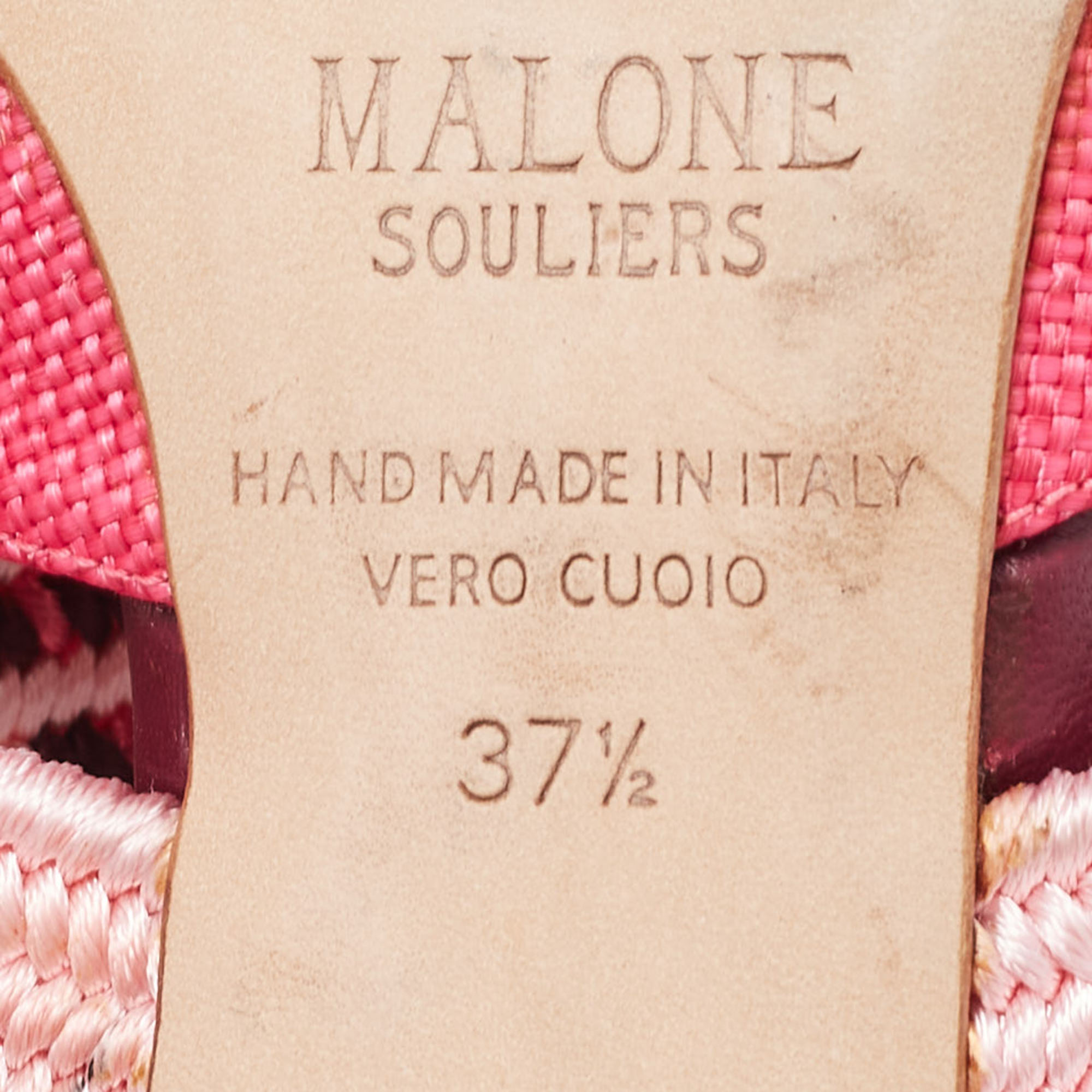 Malone Souliers Pink Raffia Maisie Mules Size 37.5