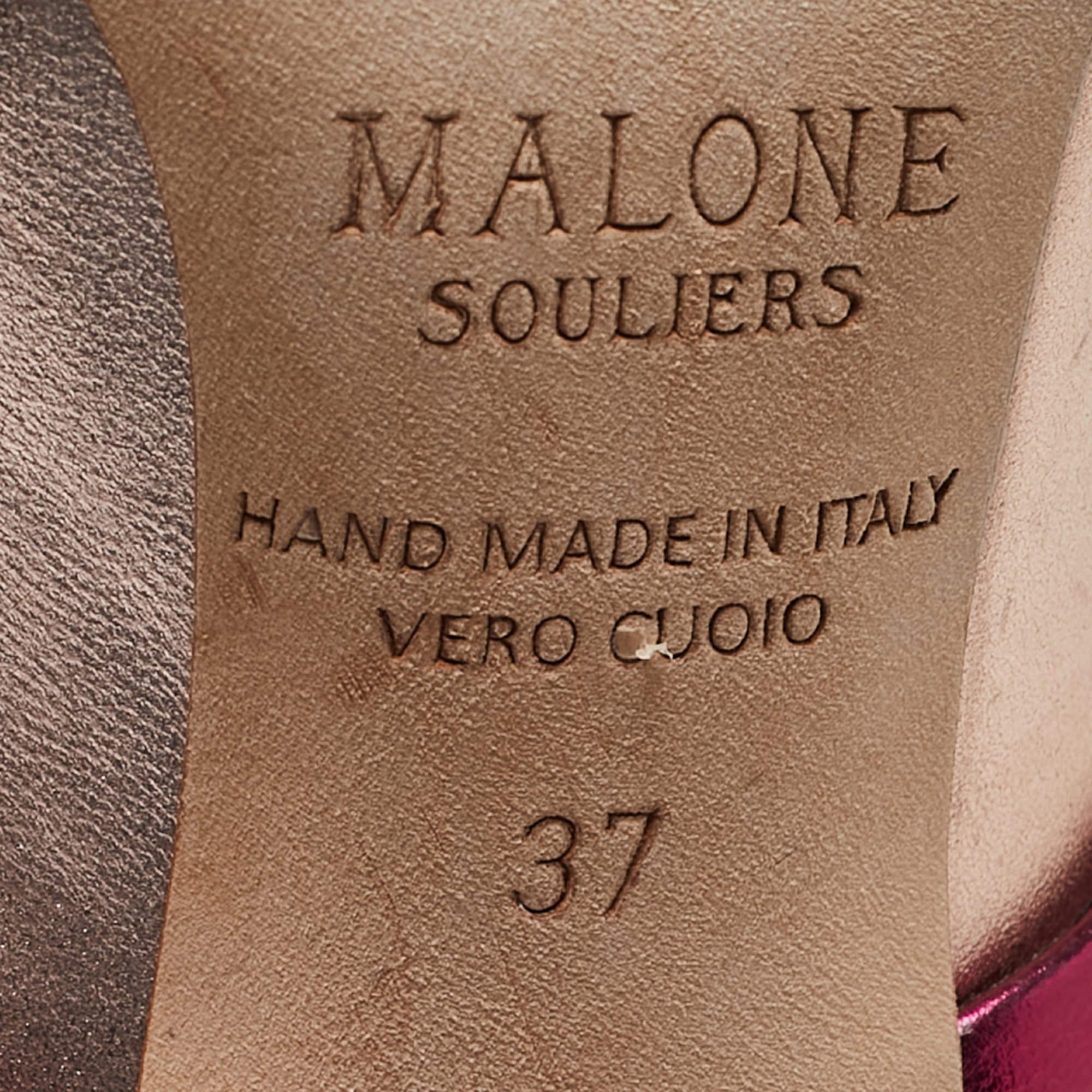 Malone Souliers Metallic Pink Leather Maureen Mules Size 37