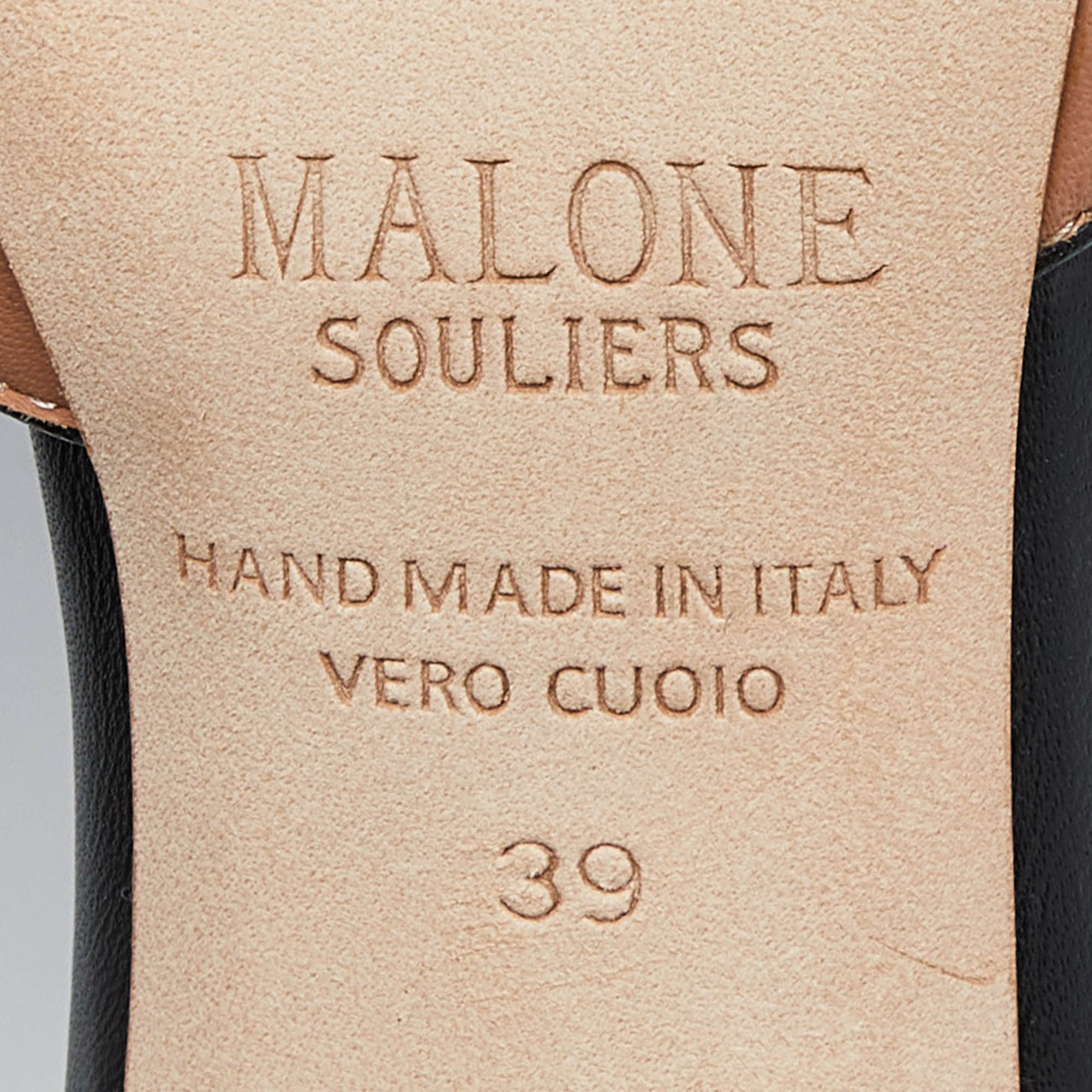 Malone Souliers Beige/Black Leather Imogen Mules Size 39
