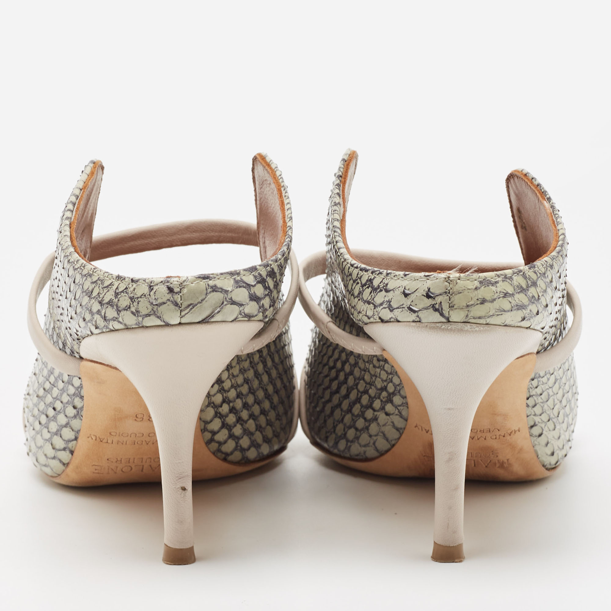 Malone Souliers Grey Python Leather Maureen Sandals Size 36