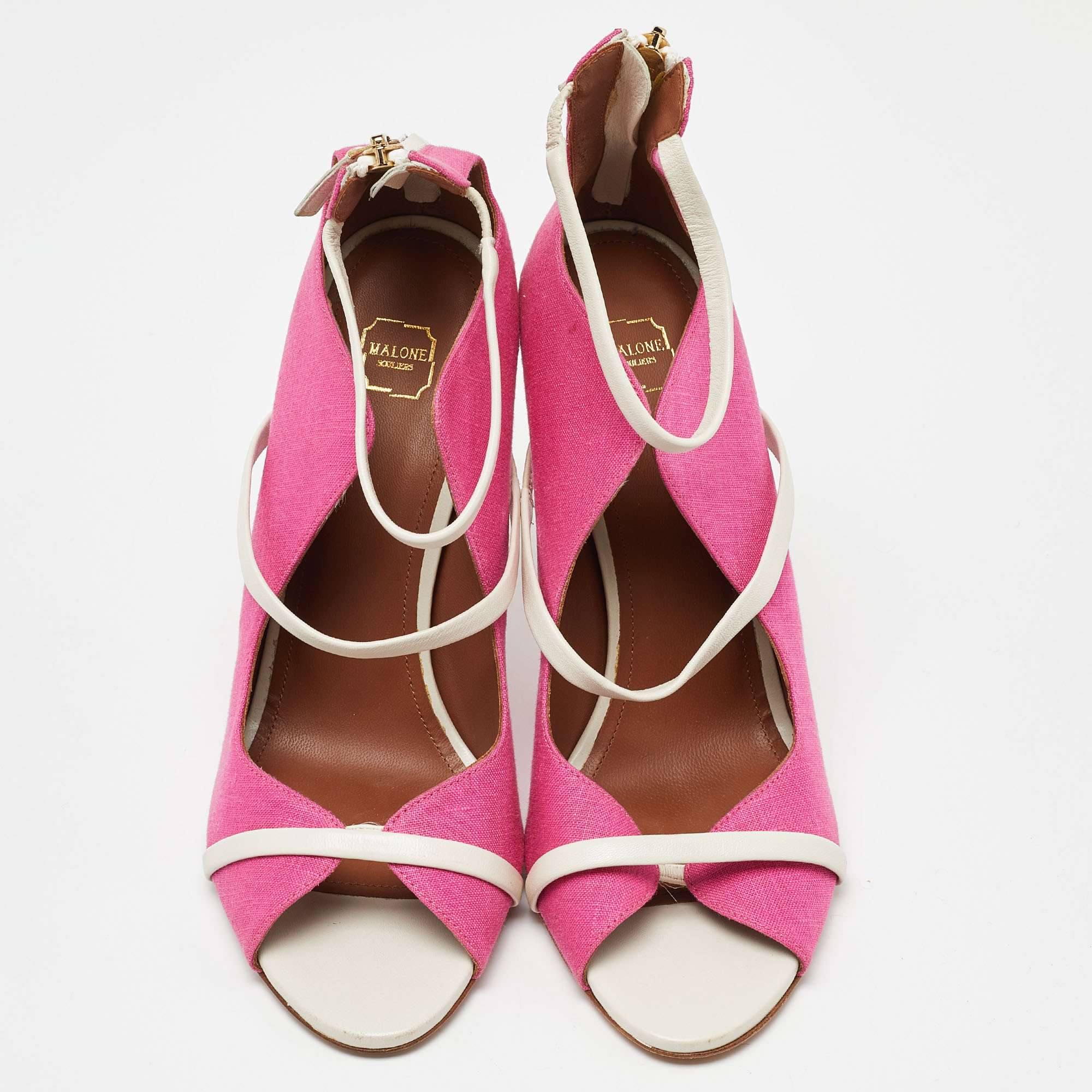 Malone Souliers Pink Canvas And Leather Mika Sandals Size 40