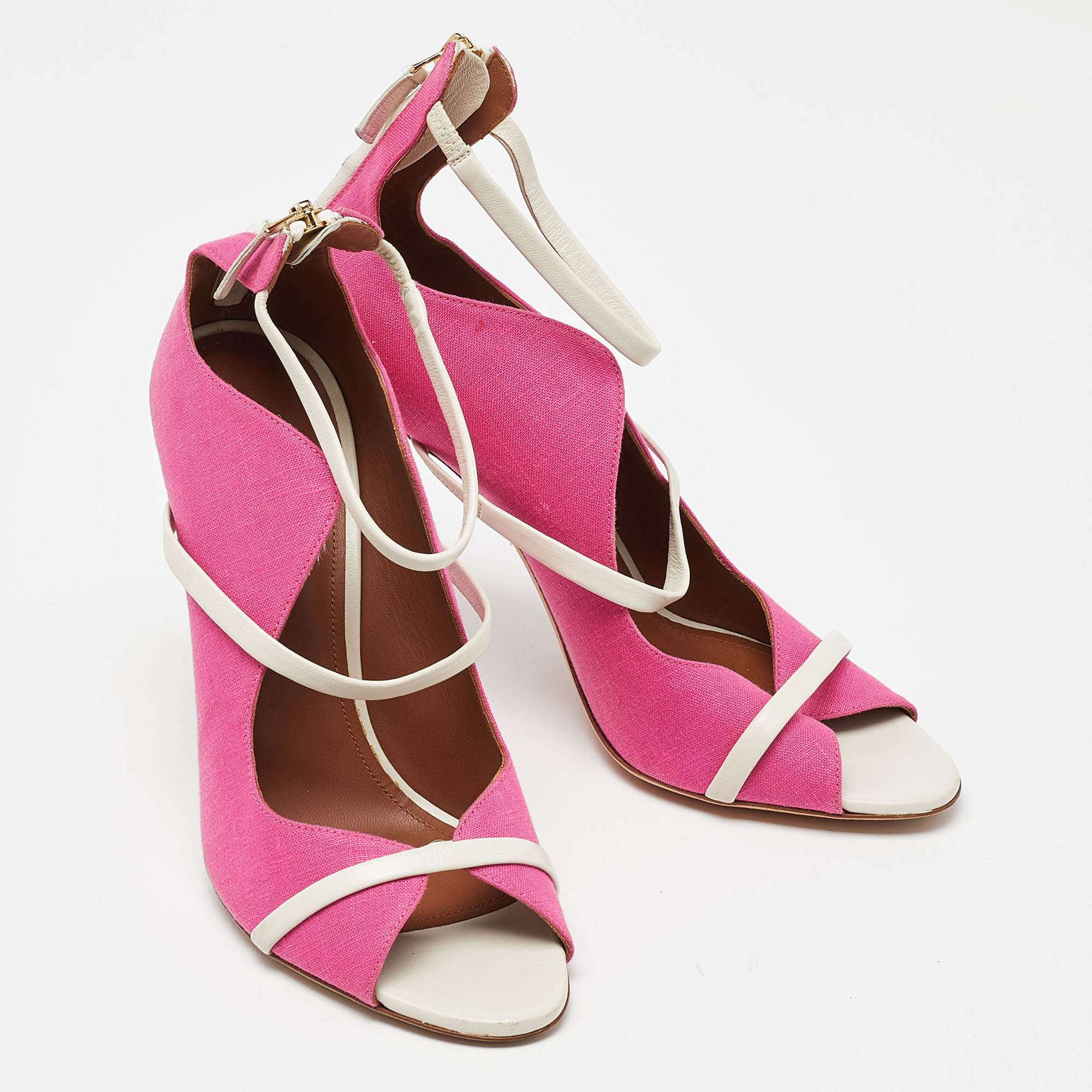 Malone Souliers Pink Canvas And Leather Mika Sandals Size 40