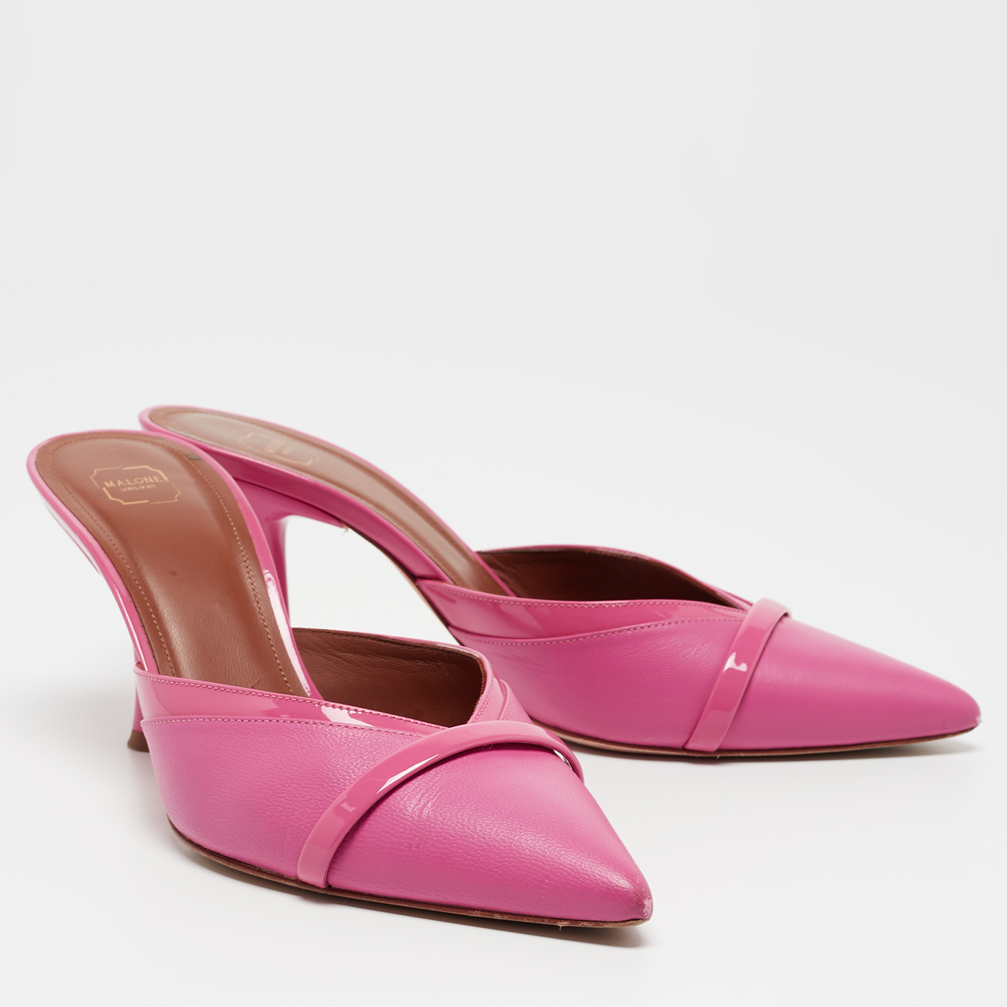 Malone Souliers Pink Patent And Leather Jake Mules Size 39
