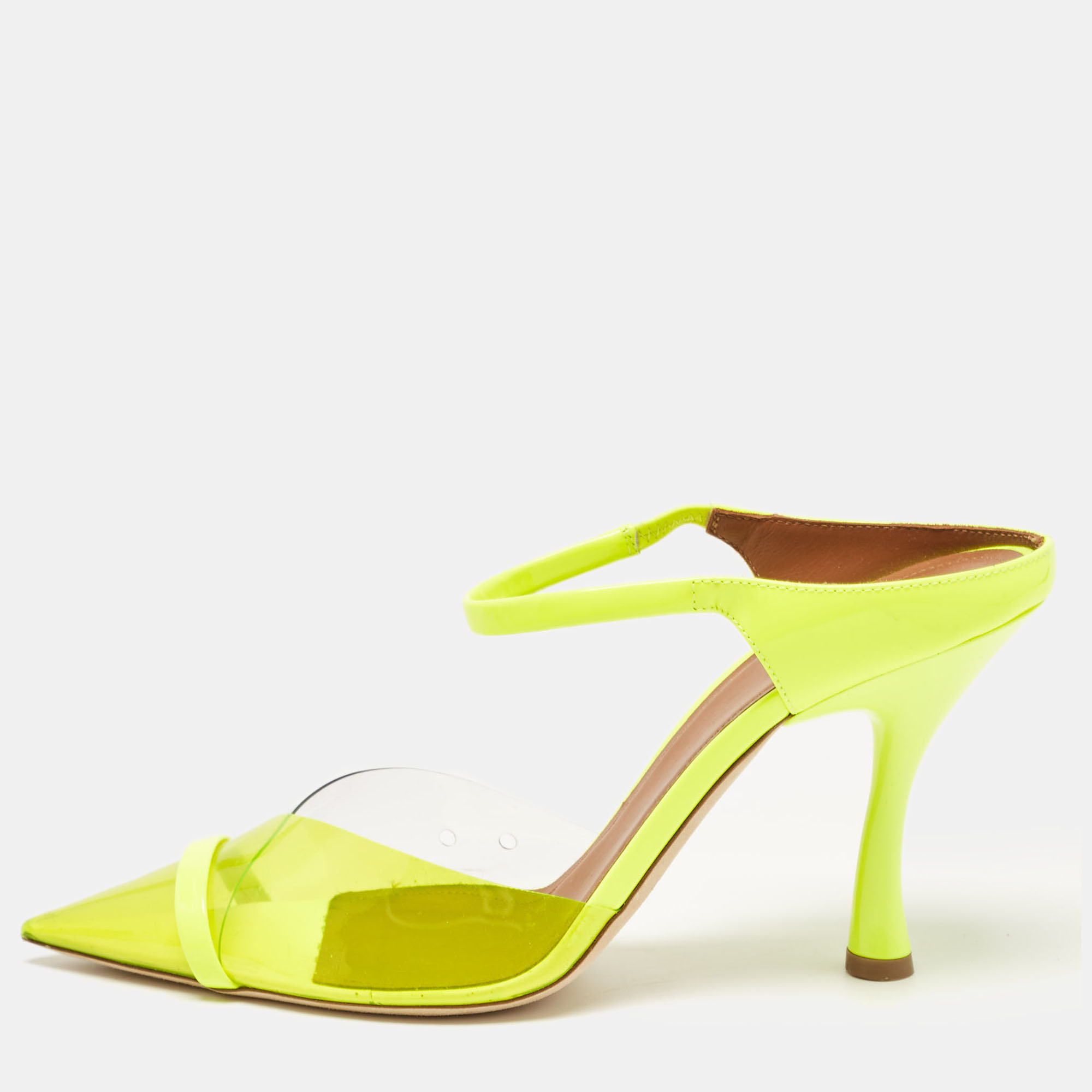 Malone souliers neon yellow iona heel mules size 40.5