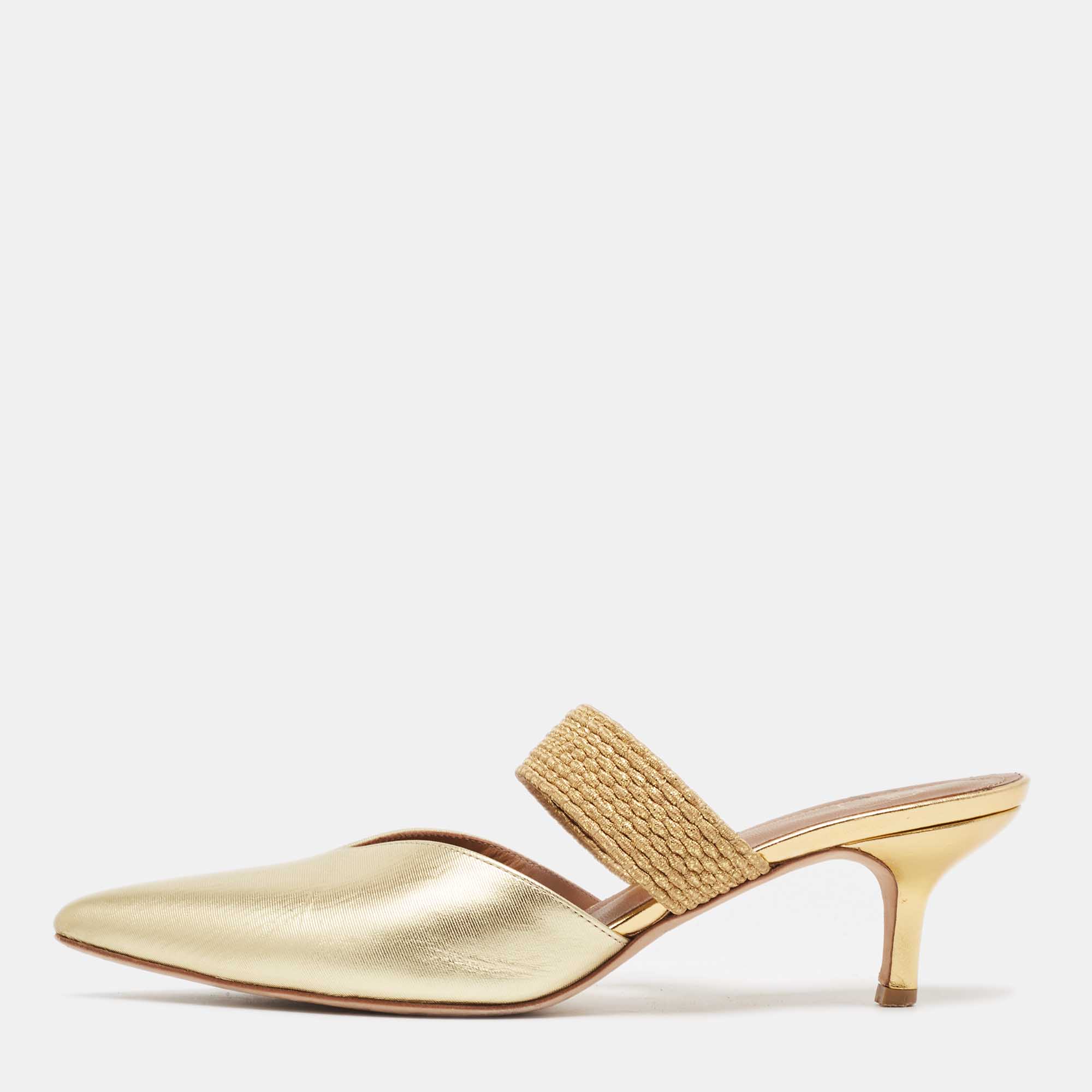 Malone souliers gold leather maisie mules size 38.5